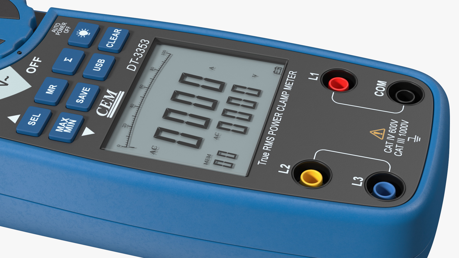 Clamp Digital Wattmeter CEM Blue 3D