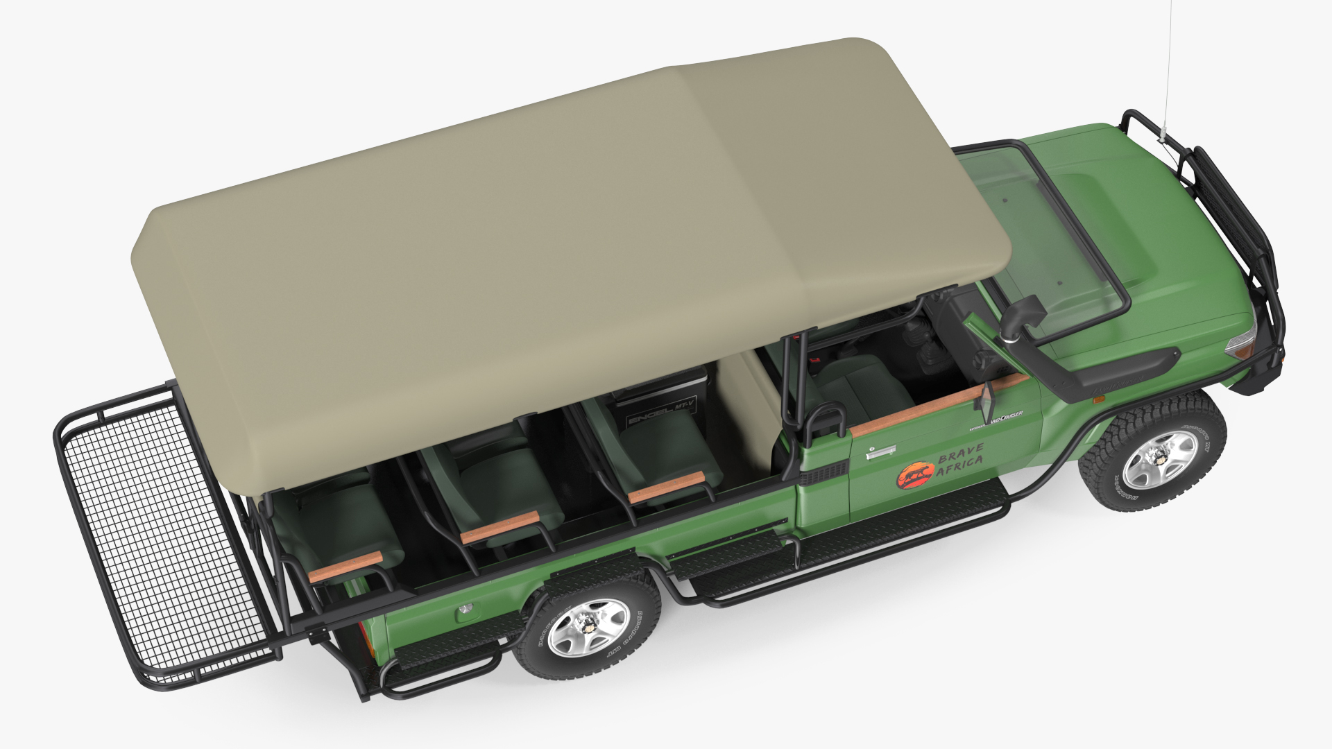 3D Toyota Land Cruiser Safari Open Sided Green Clean Rigged