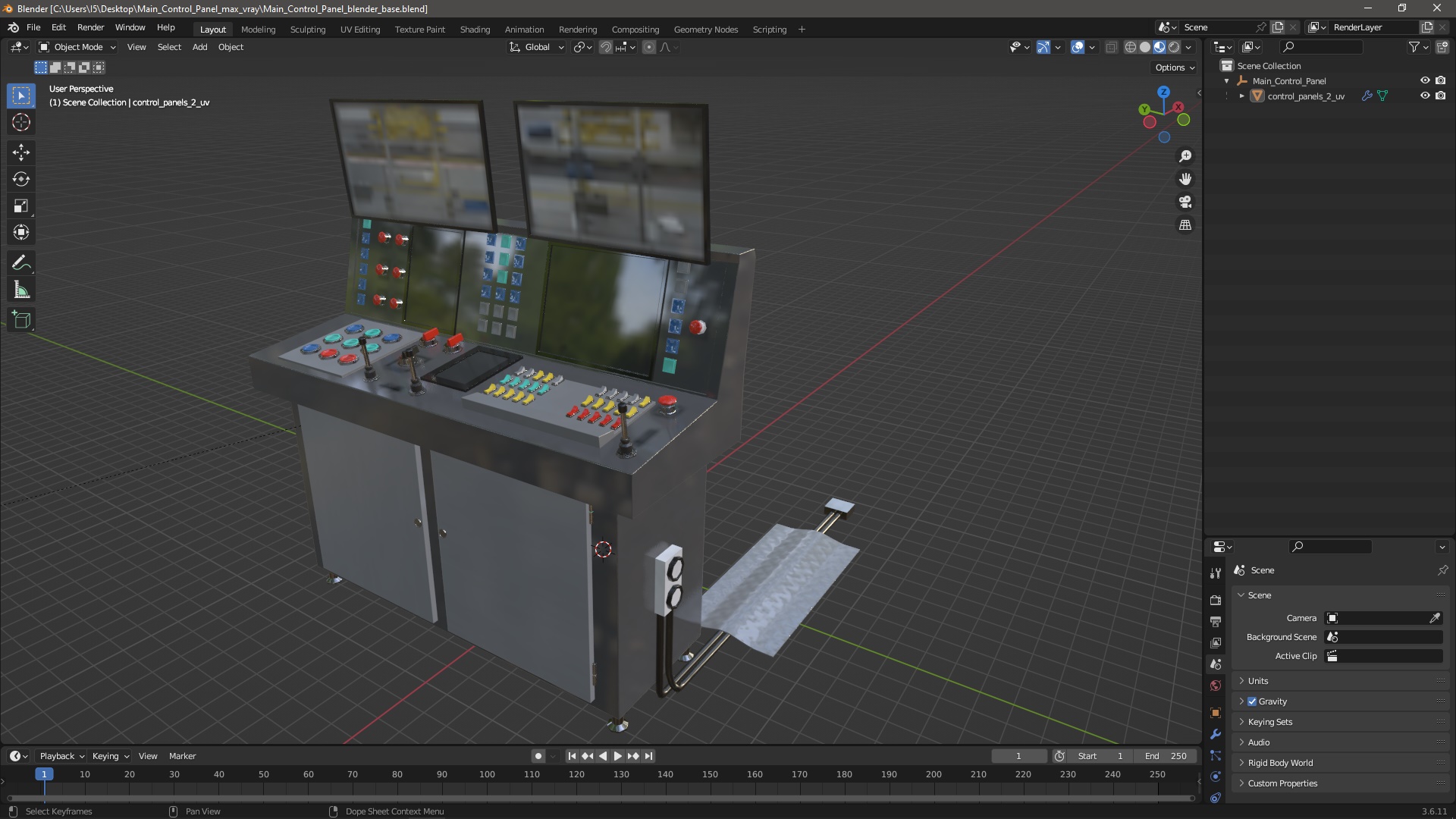 3D Main Control Panel model