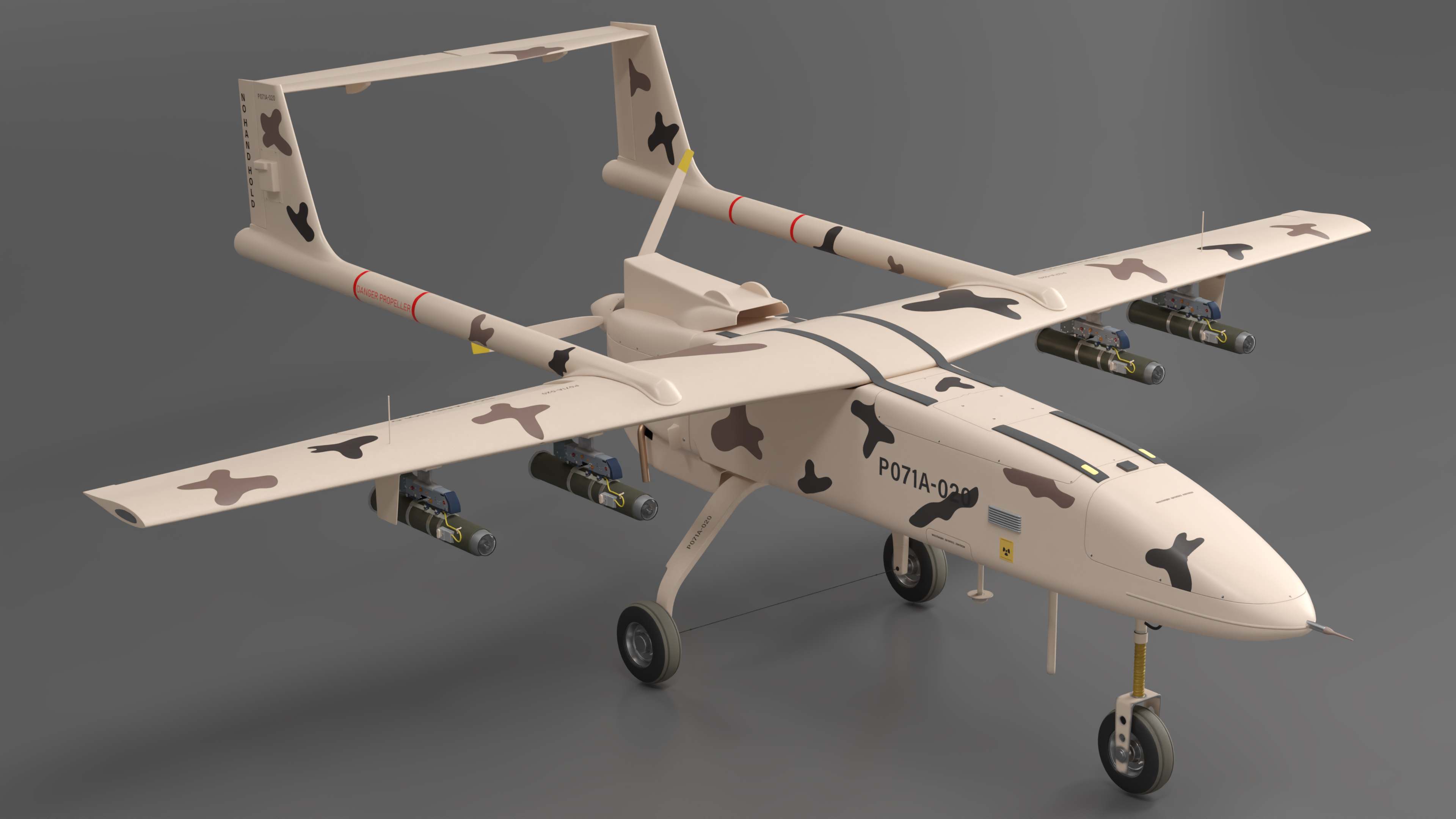 Camouflage Iranian Drone Mohajer-6 3D model