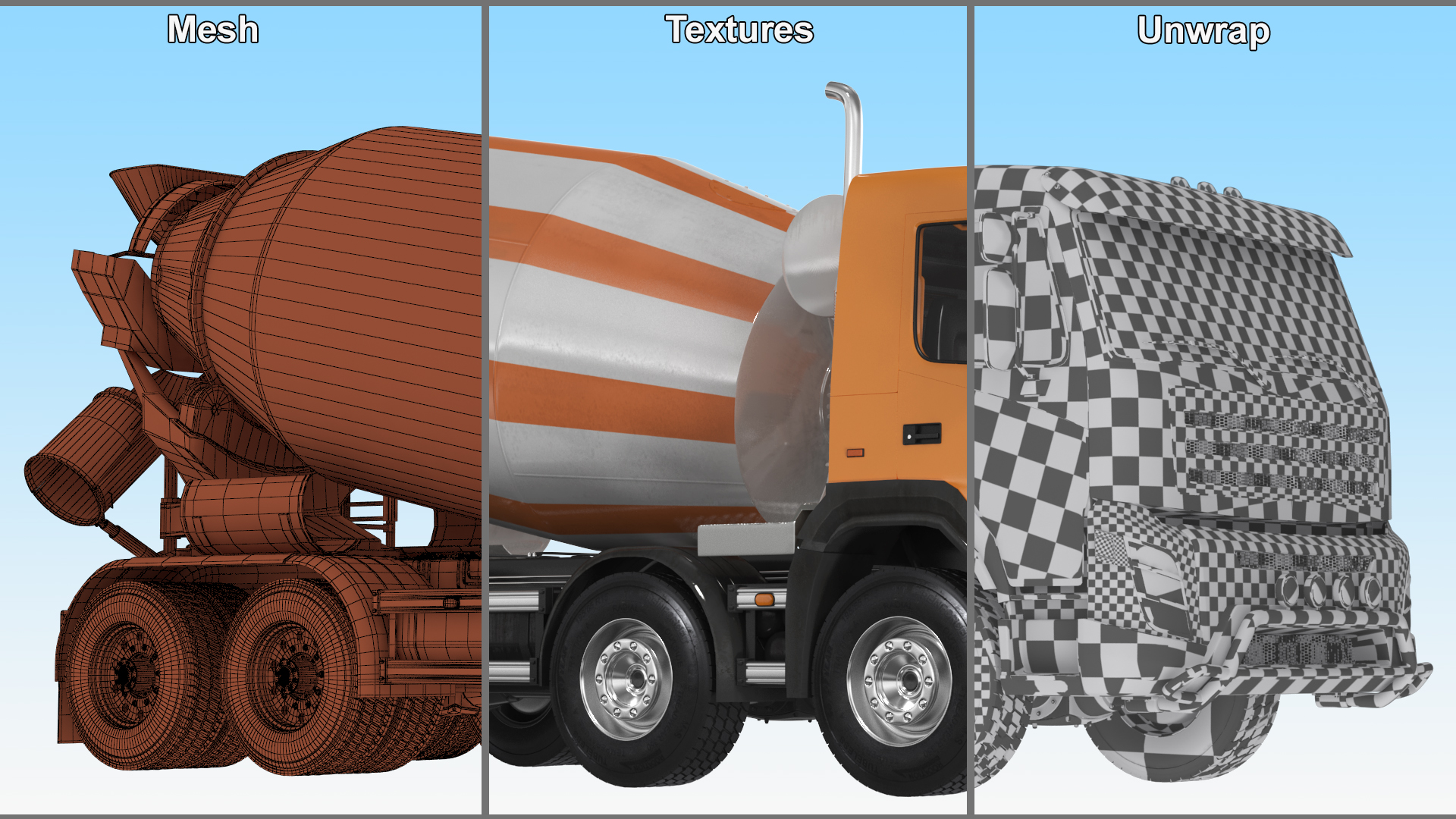 Concrete Mixer Truck Rigged 3D