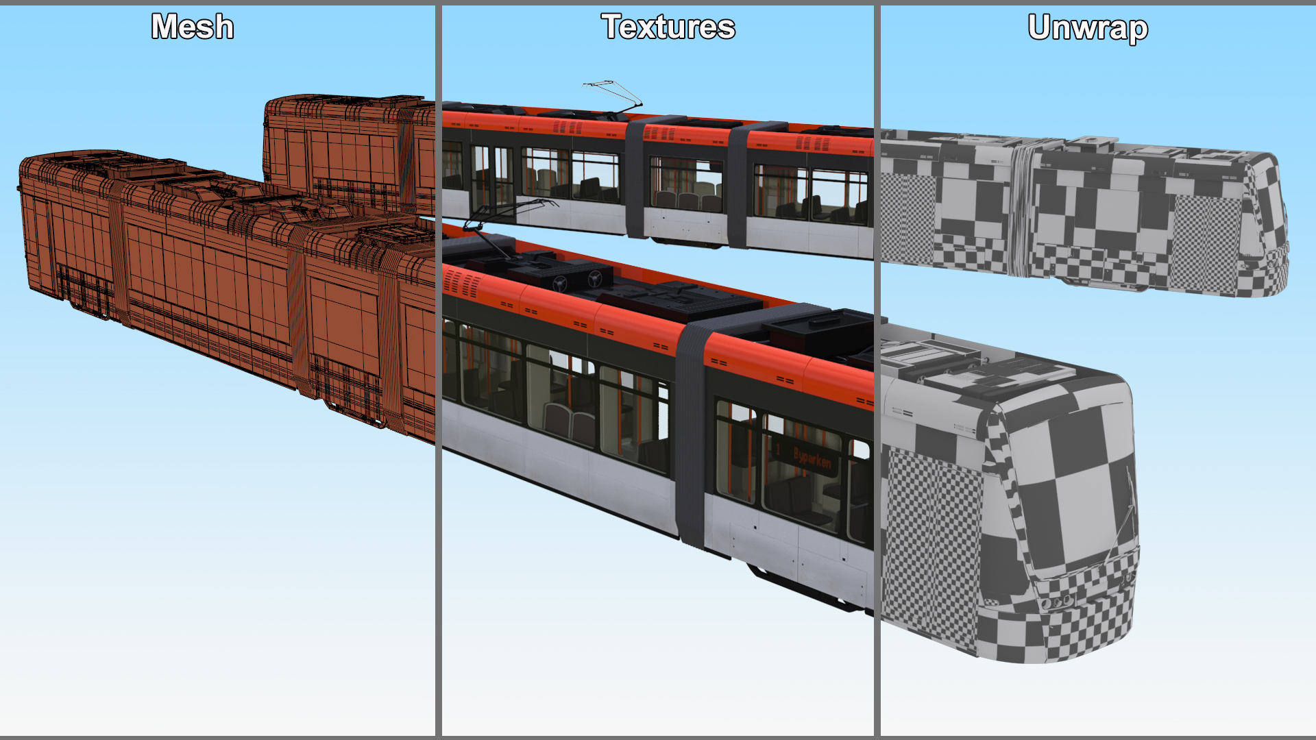 Modern City Tram Simple Interior 3D