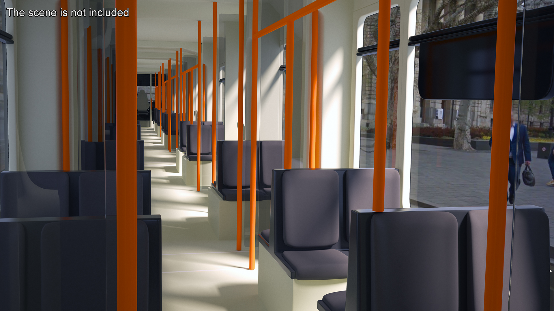 Modern City Tram Simple Interior 3D