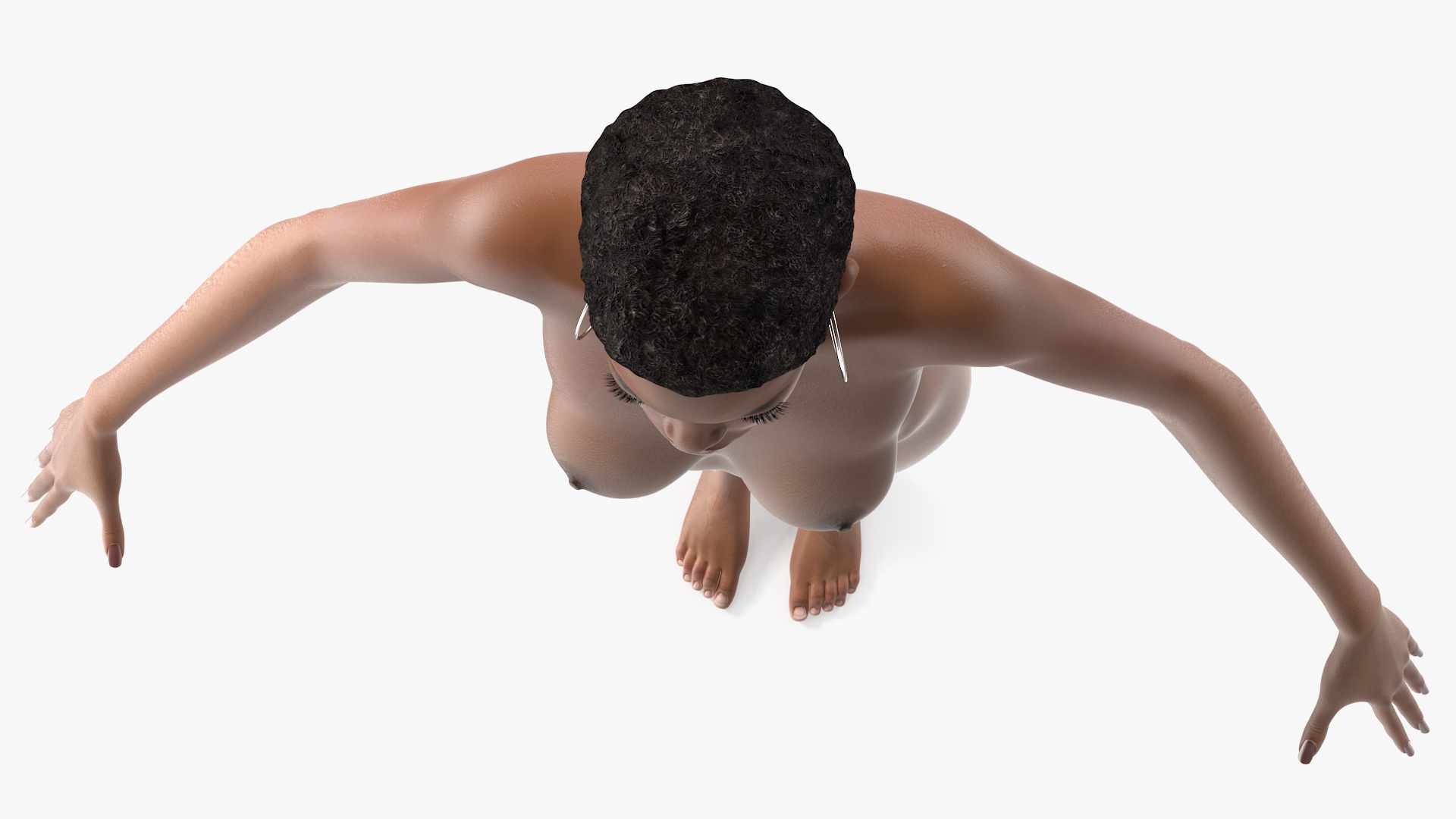 Nude Light Skin Black Woman T Pose 3D model