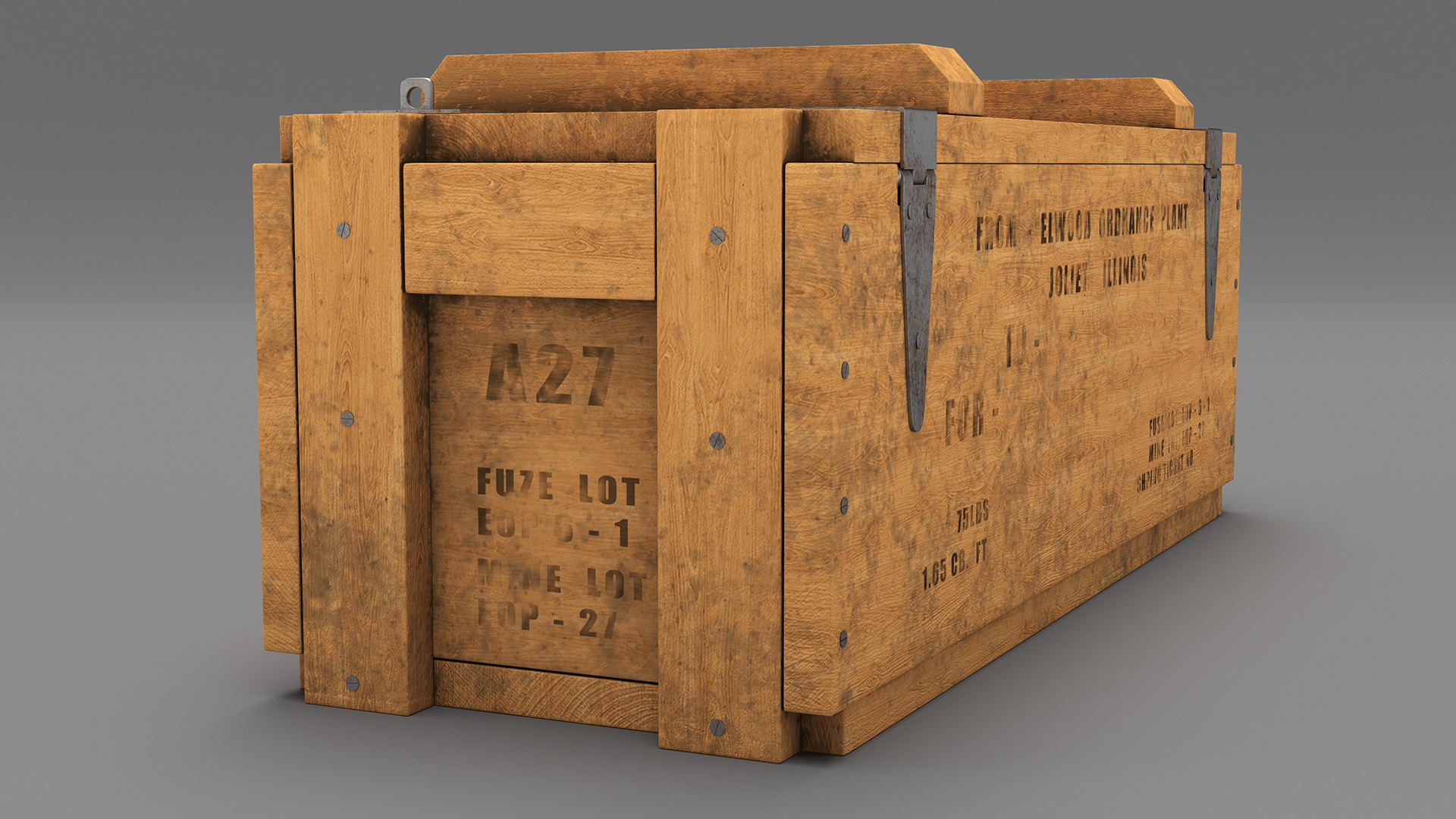 3D Military Wooden Ammo Crate