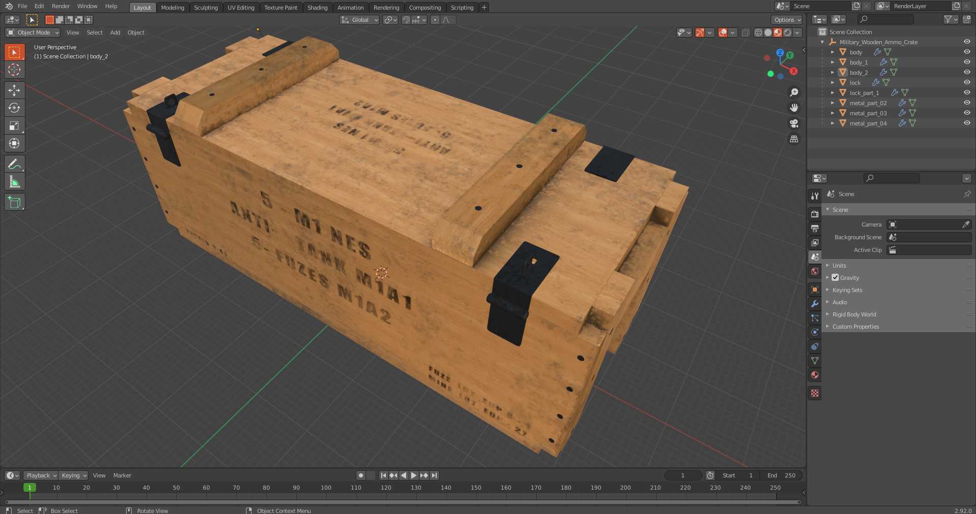 3D Military Wooden Ammo Crate