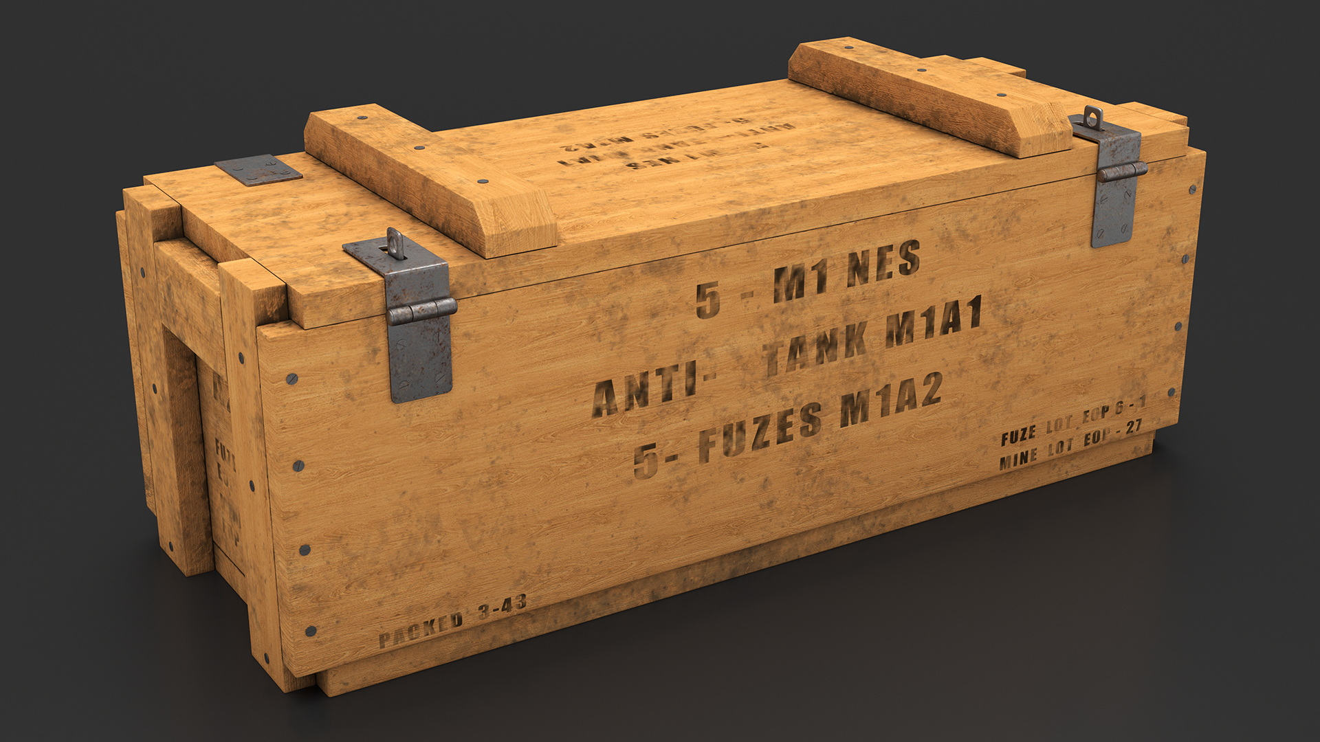 3D Military Wooden Ammo Crate