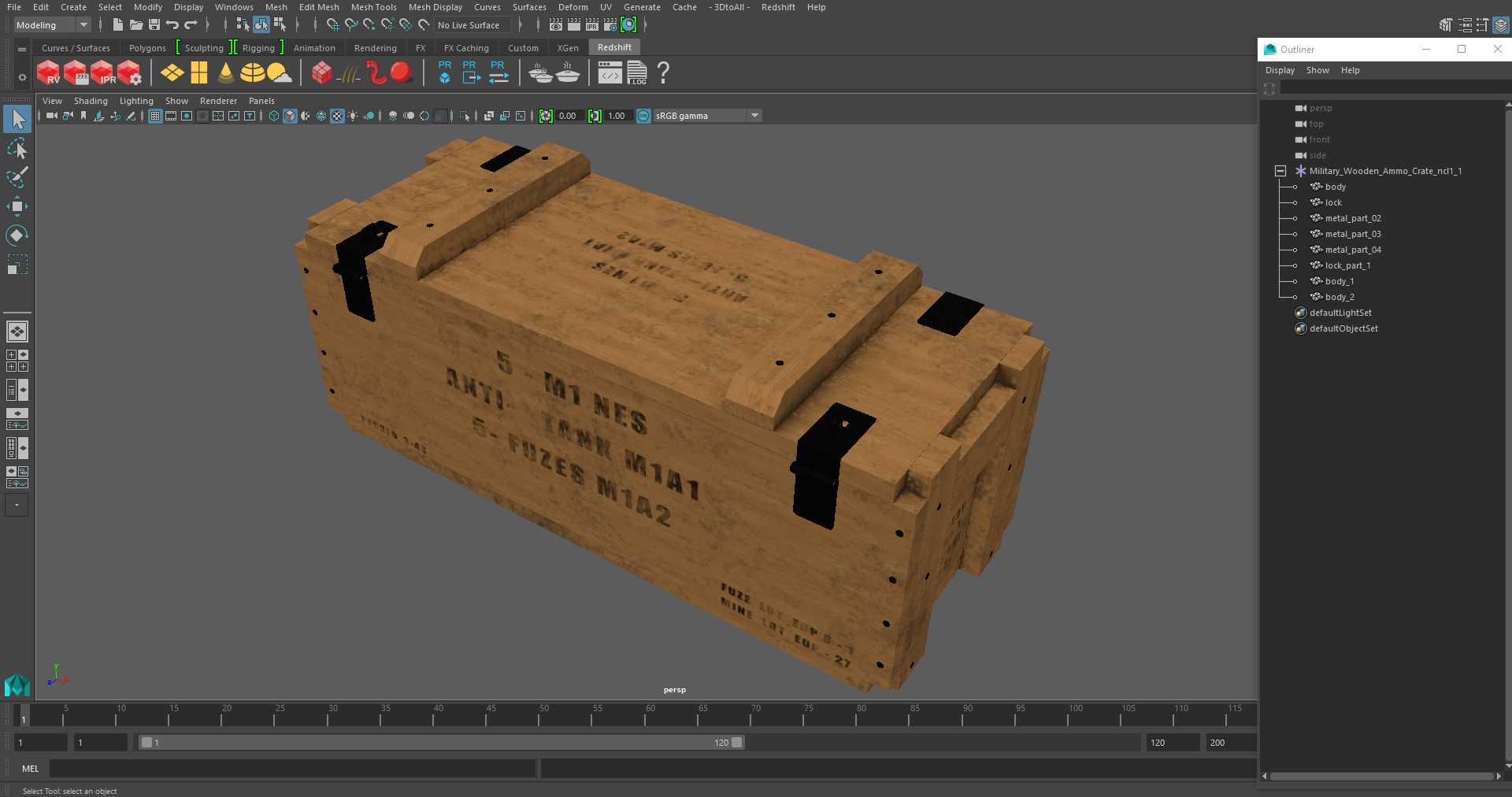 3D Military Wooden Ammo Crate