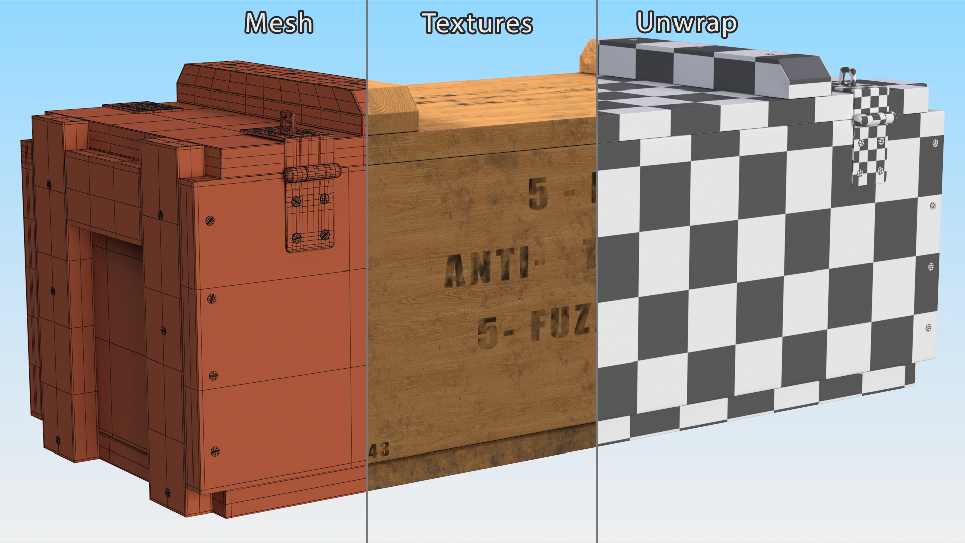 3D Military Wooden Ammo Crate