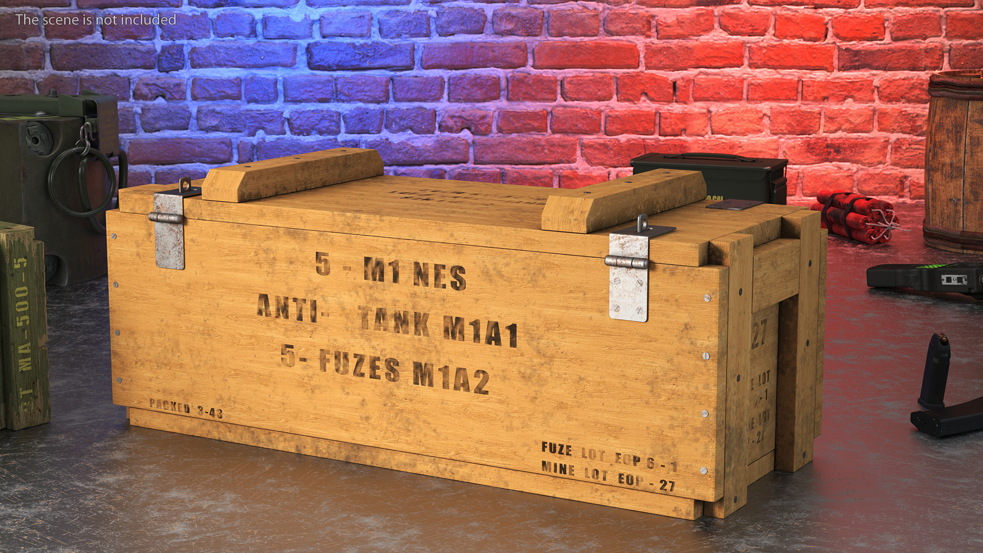 3D Military Wooden Ammo Crate