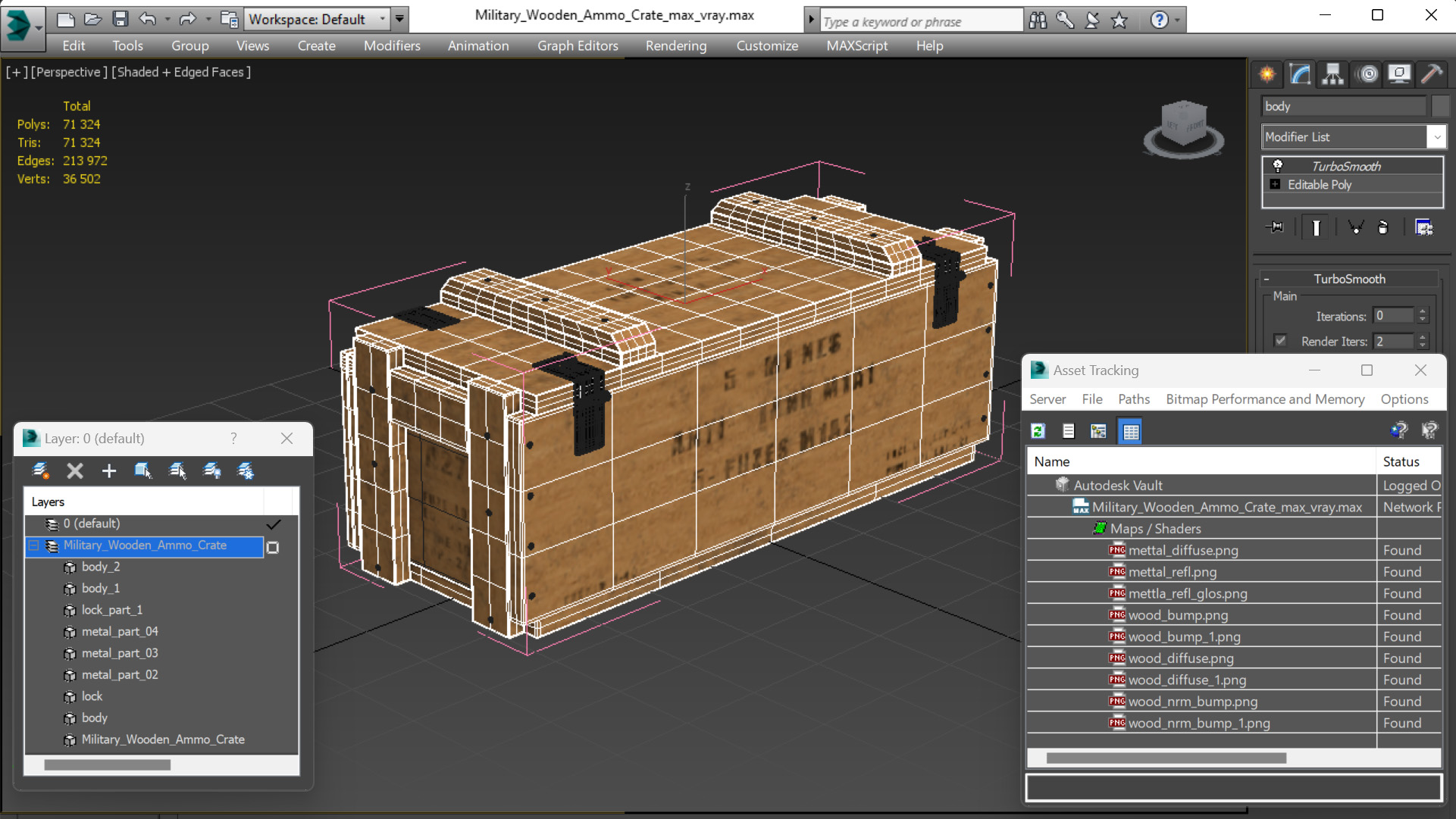 3D Military Wooden Ammo Crate