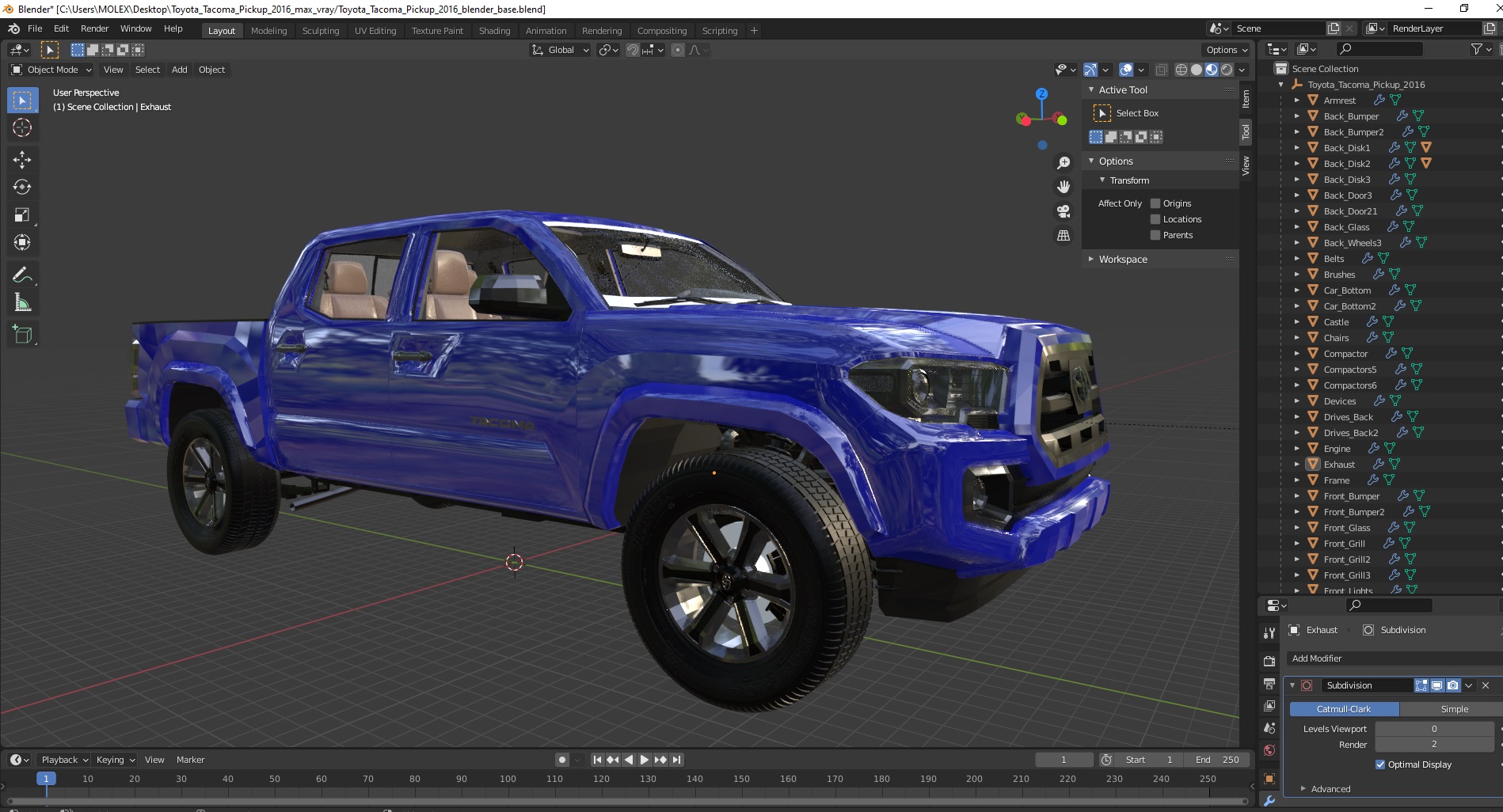 3D model Toyota Tacoma Pickup 2016