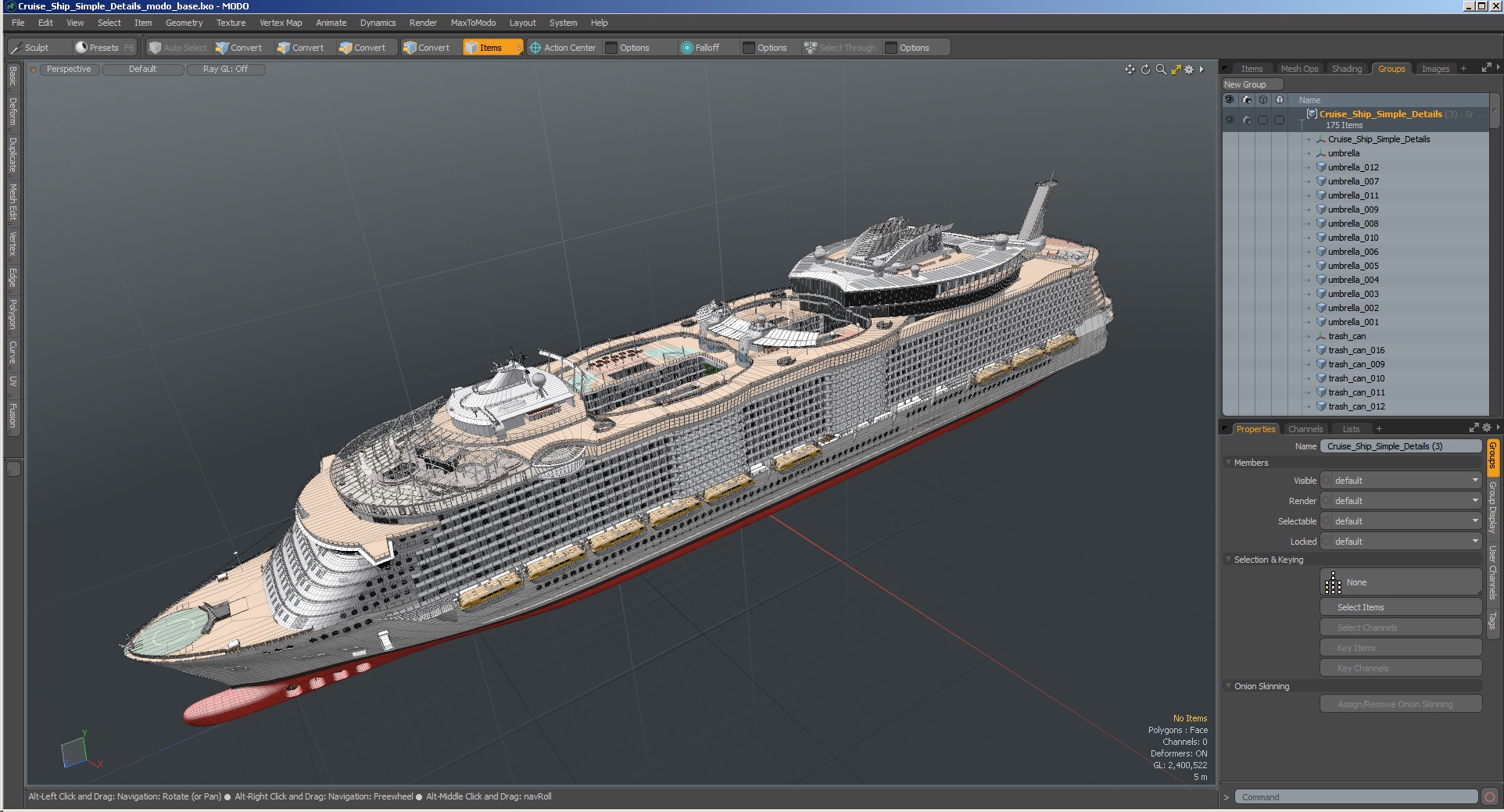 3D Cruise Ship Simple Details