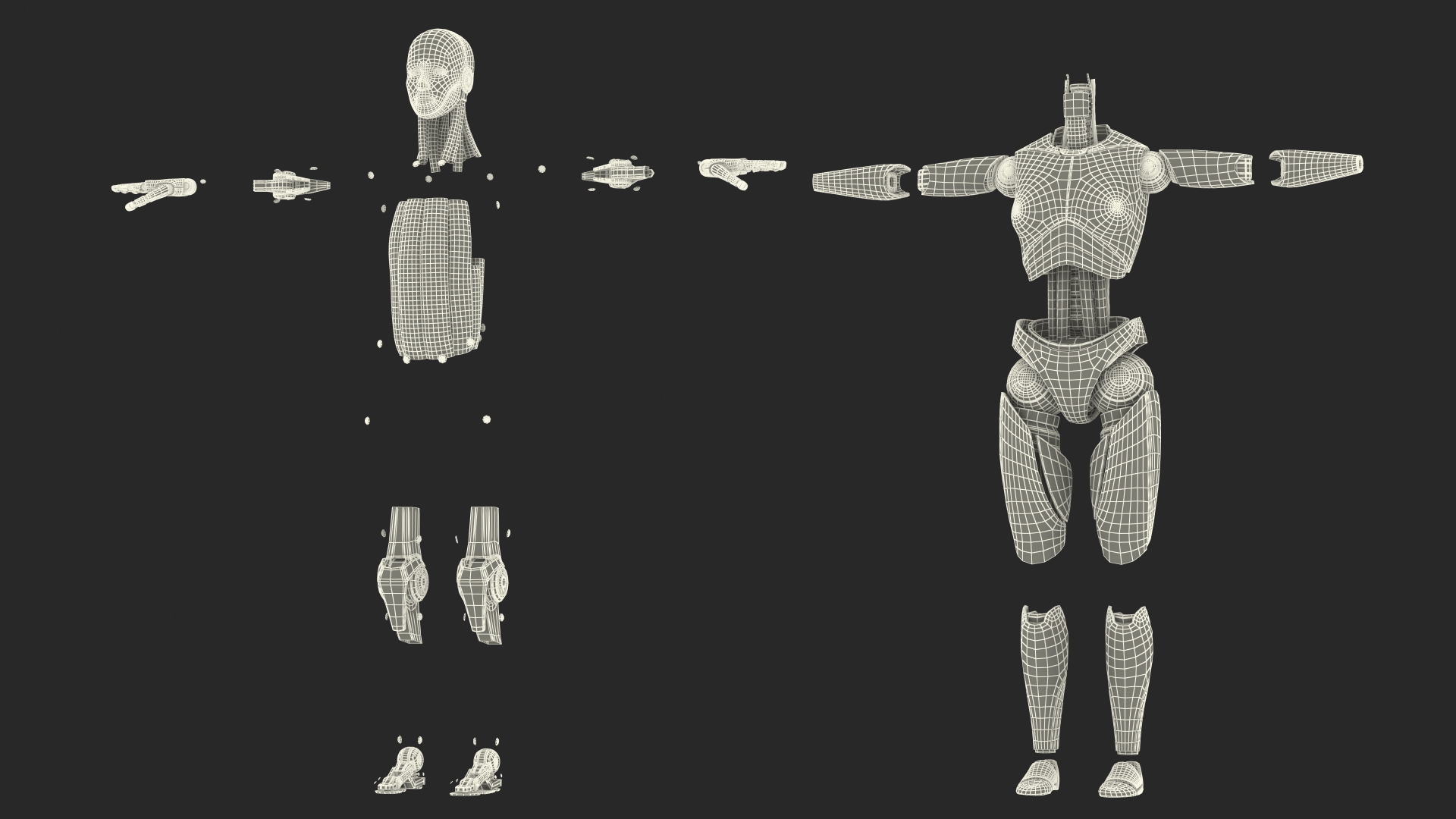 Cyborg Female TPose 3D model