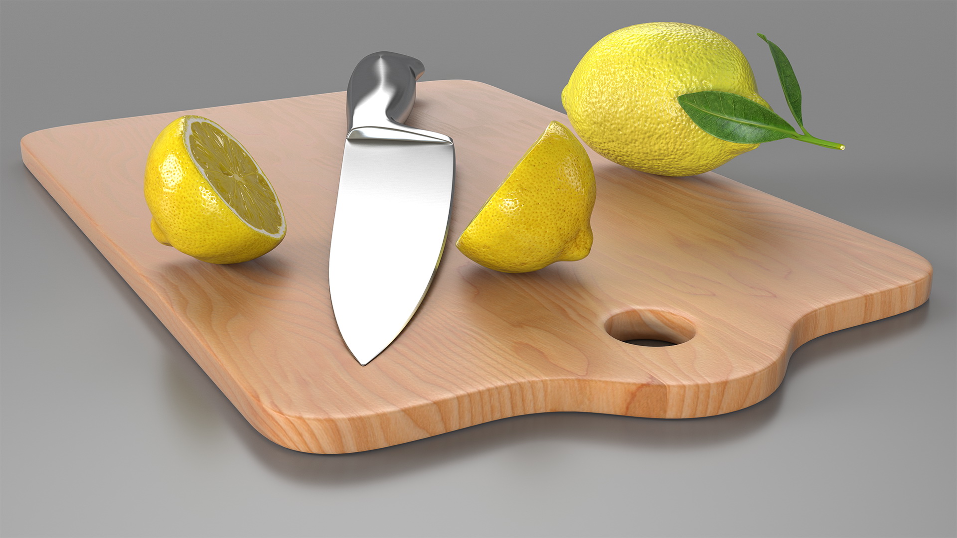 3D model Chopping Board with Lemon