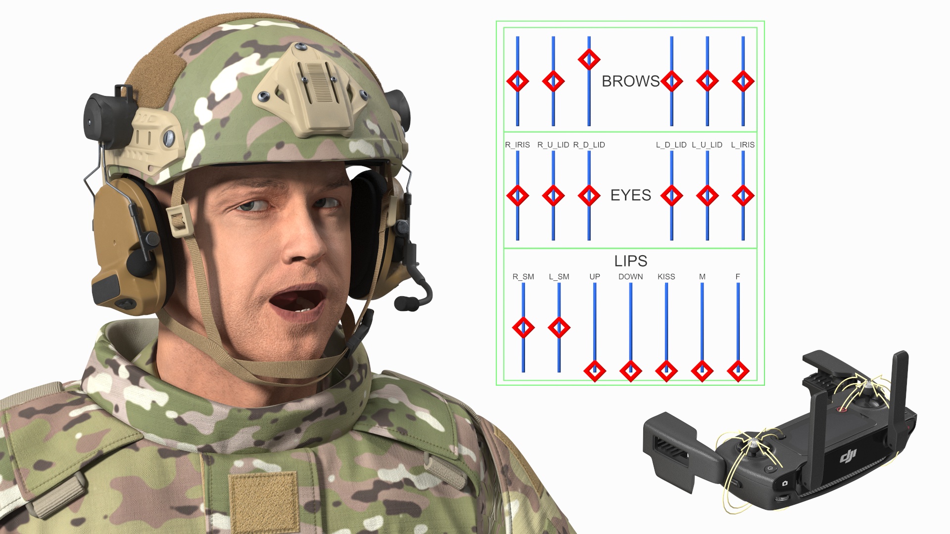 3D FPV Drone Military Operator Fur Rigged model