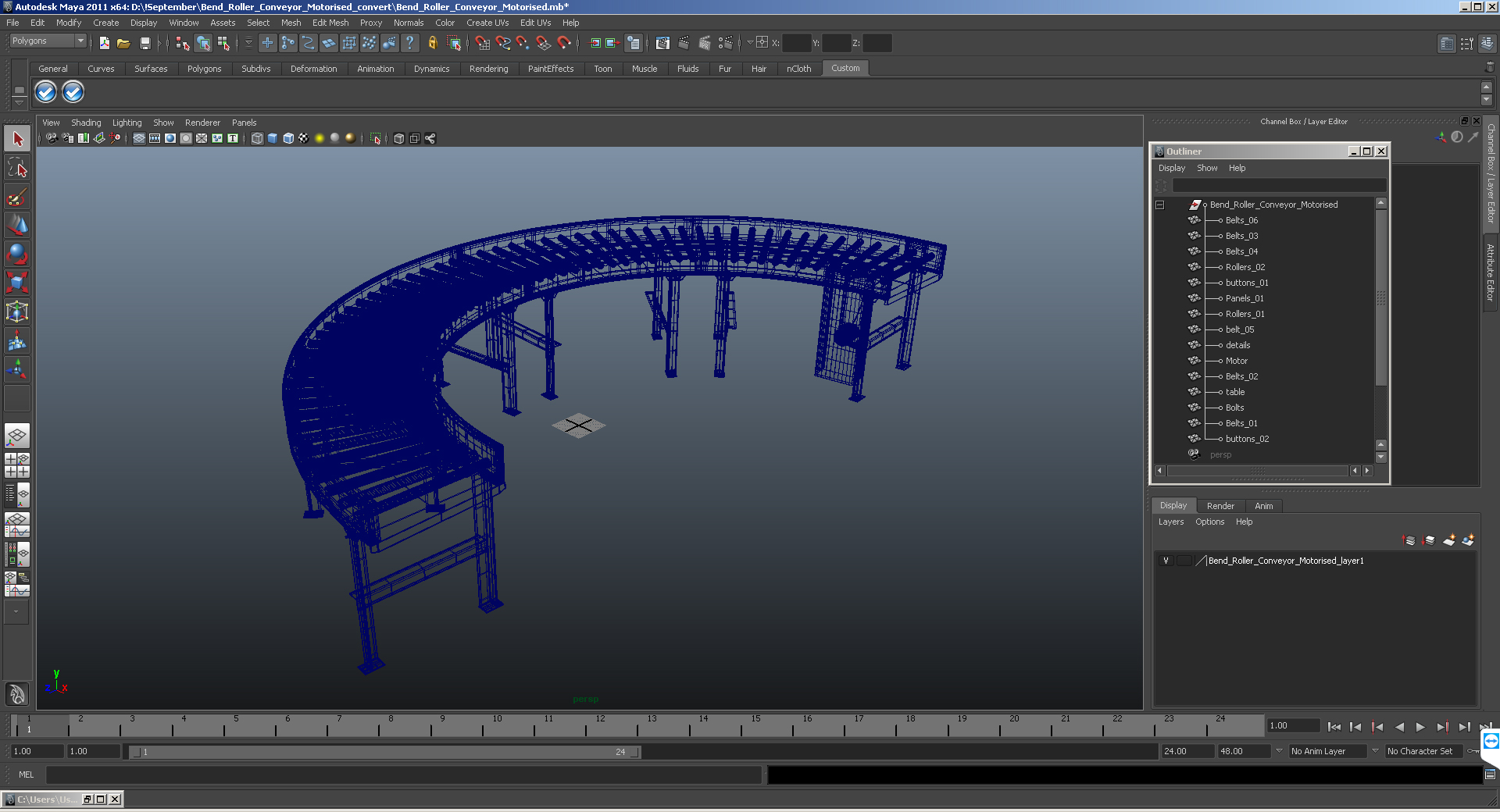 3D model Bend Roller Conveyor Motorised