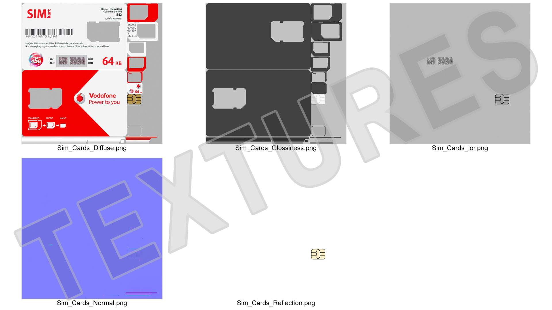 3D Vodafone Sim Card Types model