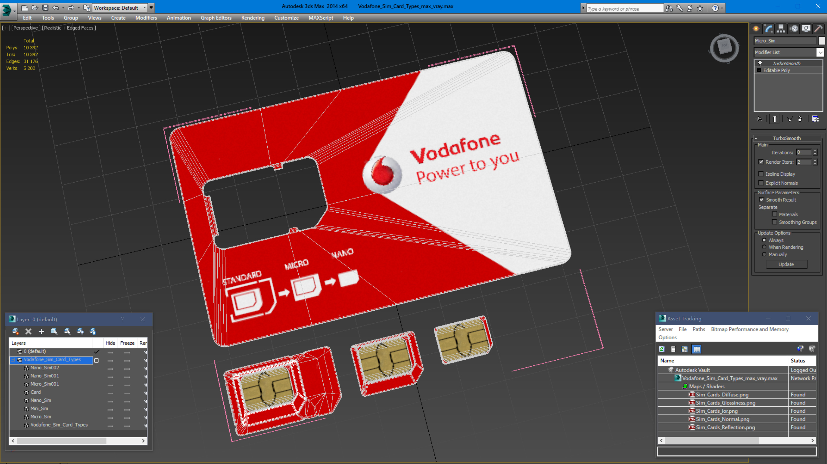 3D Vodafone Sim Card Types model