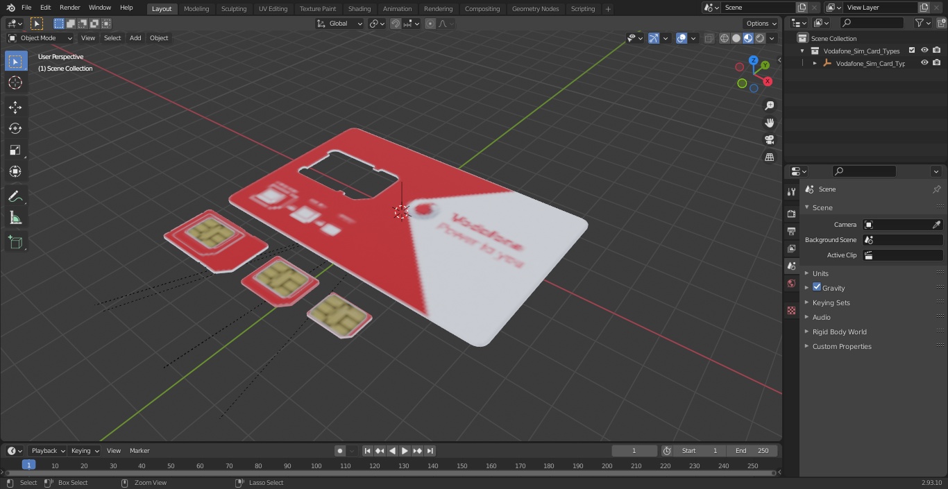 3D Vodafone Sim Card Types model