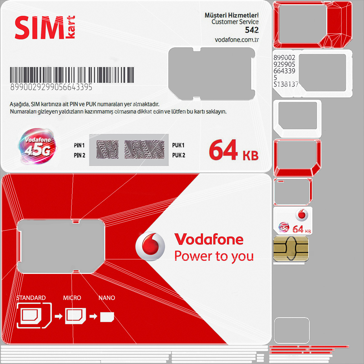 3D Vodafone Sim Card Types model