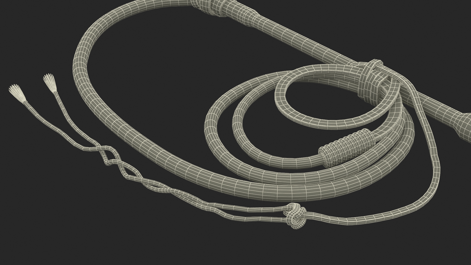 3D model Leather Bullwhip Coiled Black Rigged for Maya