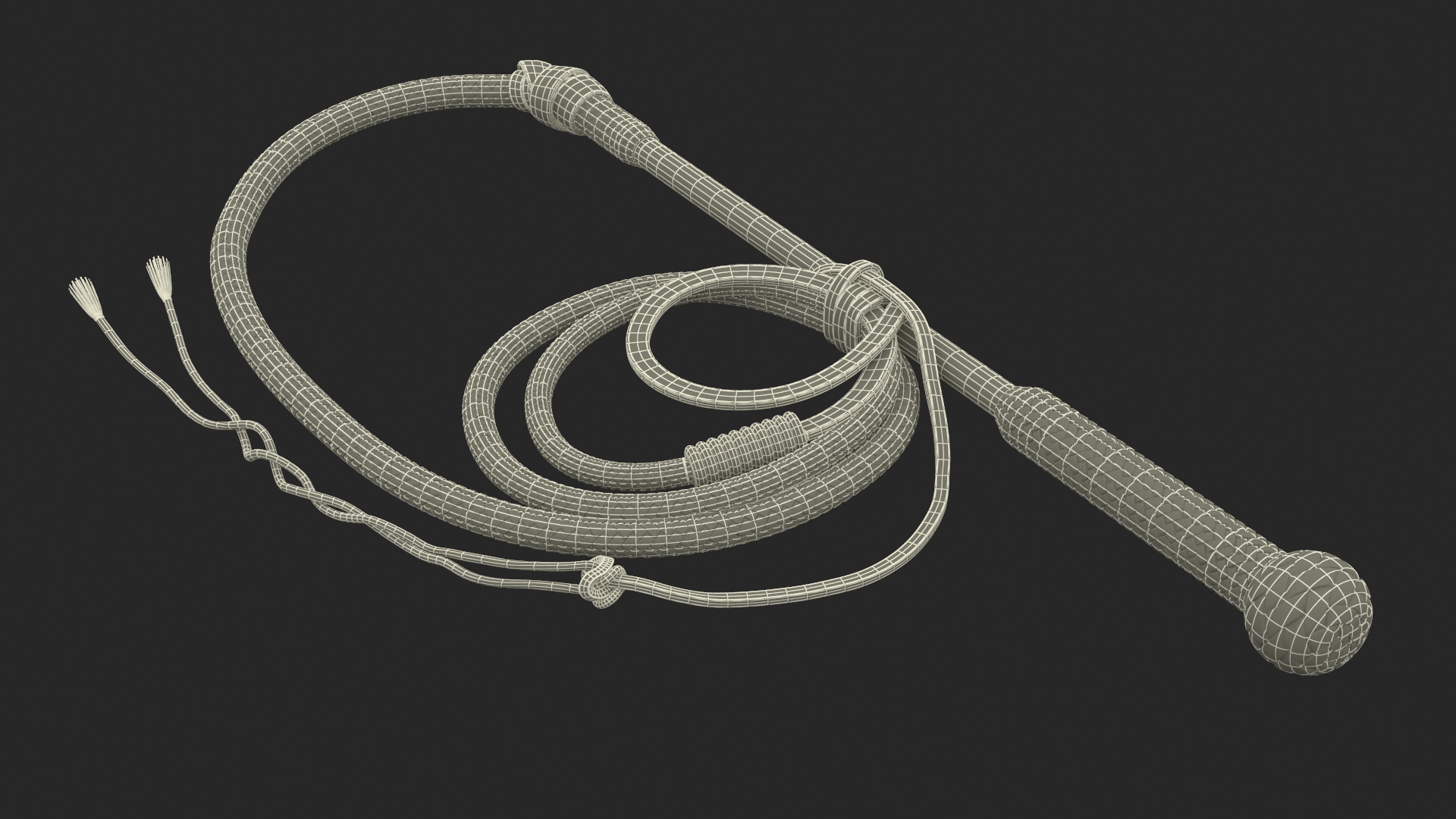 3D model Leather Bullwhip Coiled Black Rigged for Maya