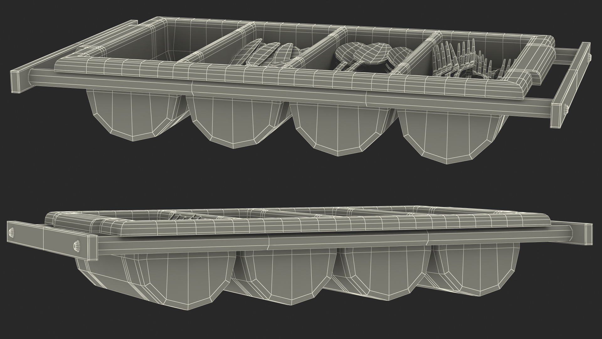 3D Tray with Cutlery Utensils