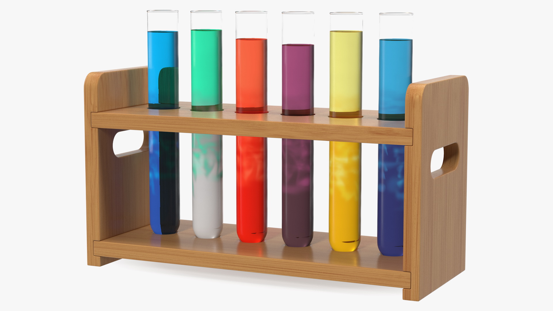 Laboratory Test Tubes in Rack 3D model