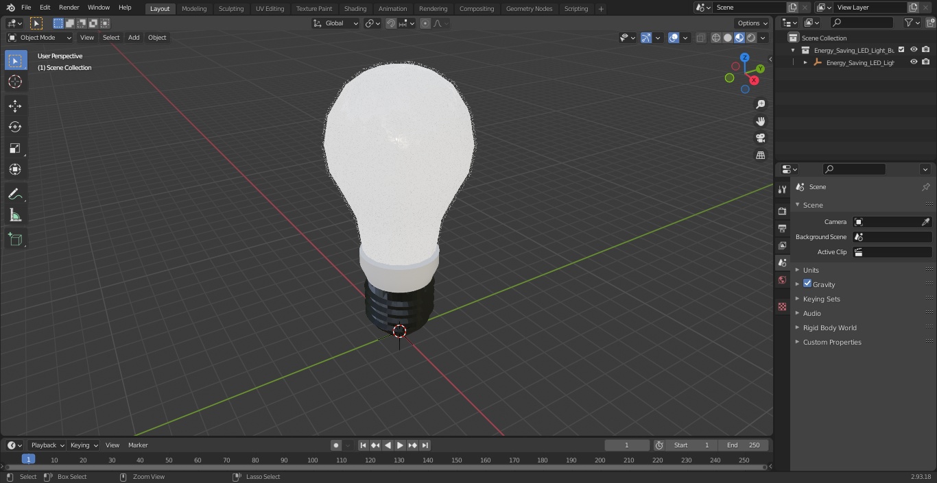 3D model Energy Saving LED Light Bulb Illuminated