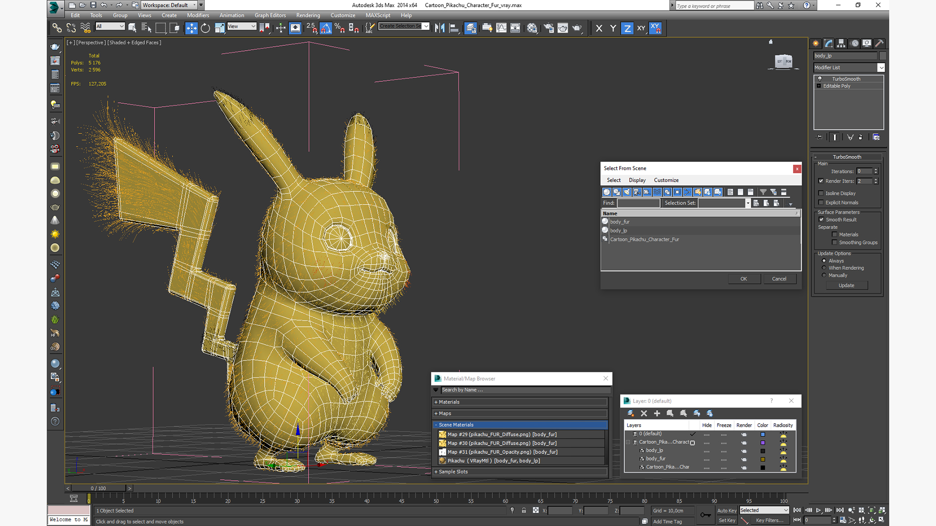 Cartoon Pikachu Character Fur 3D model