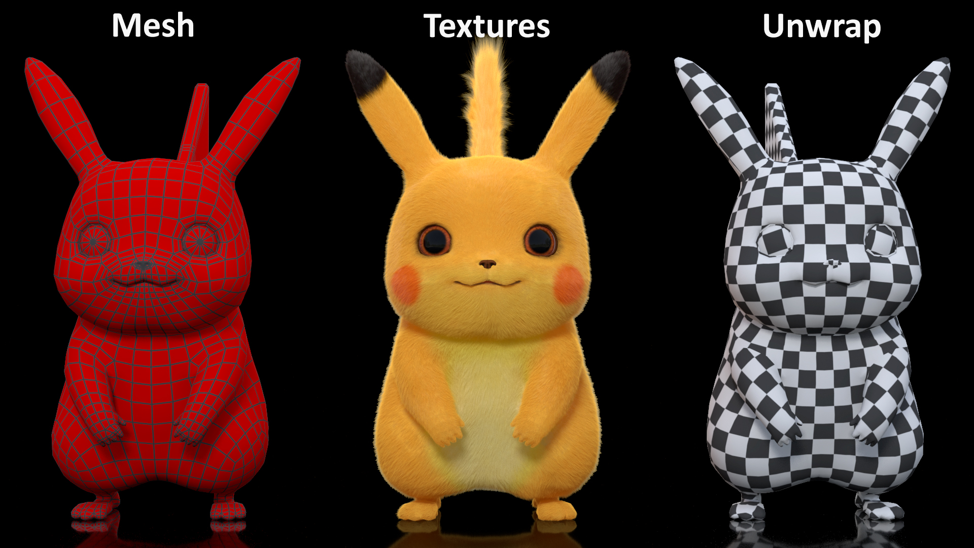 Cartoon Pikachu Character Fur 3D model