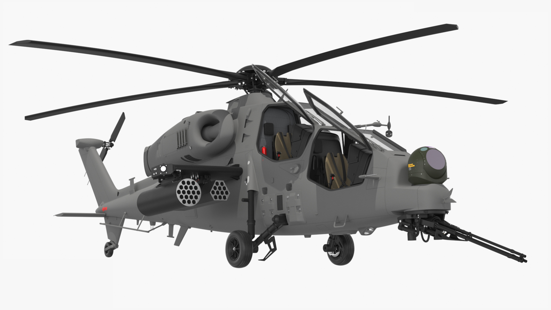 3D Combat Gray Helicopter Rigged for Maya model