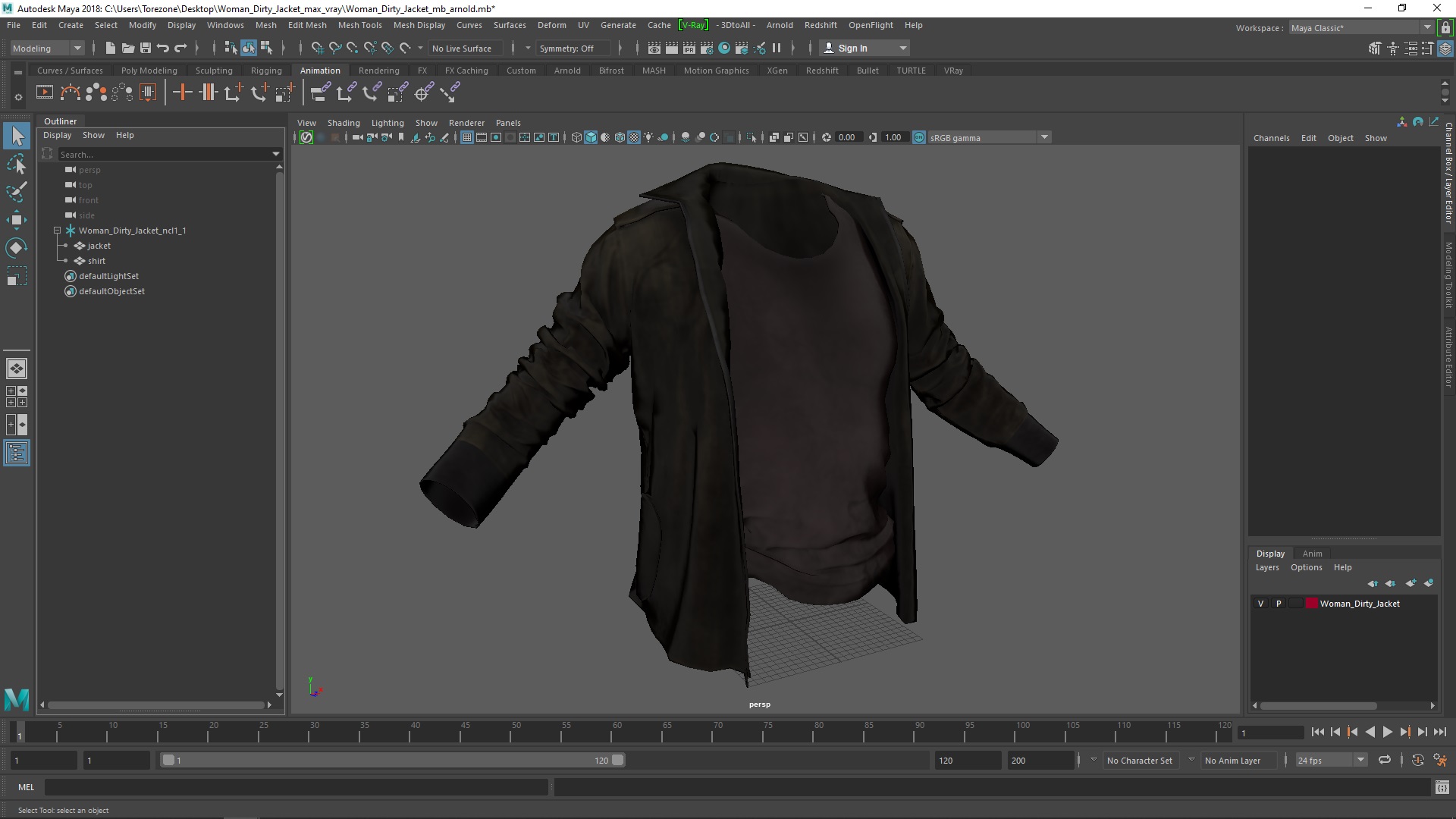 3D Woman Dirty Jacket model