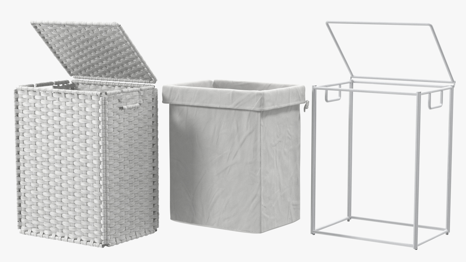 3D model Rattique Laundry Hamper with Liner White