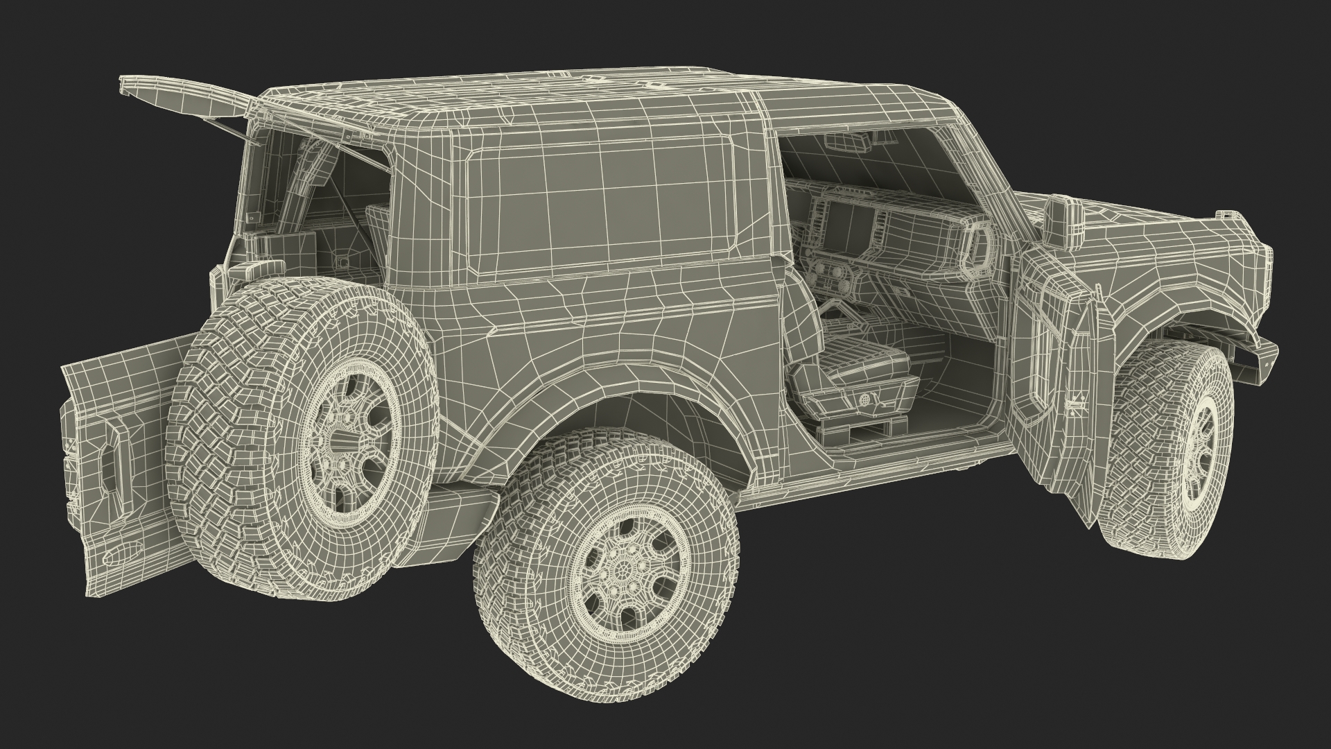 4X4 Ford Bronco Two Door Camouflage Rigged 3D