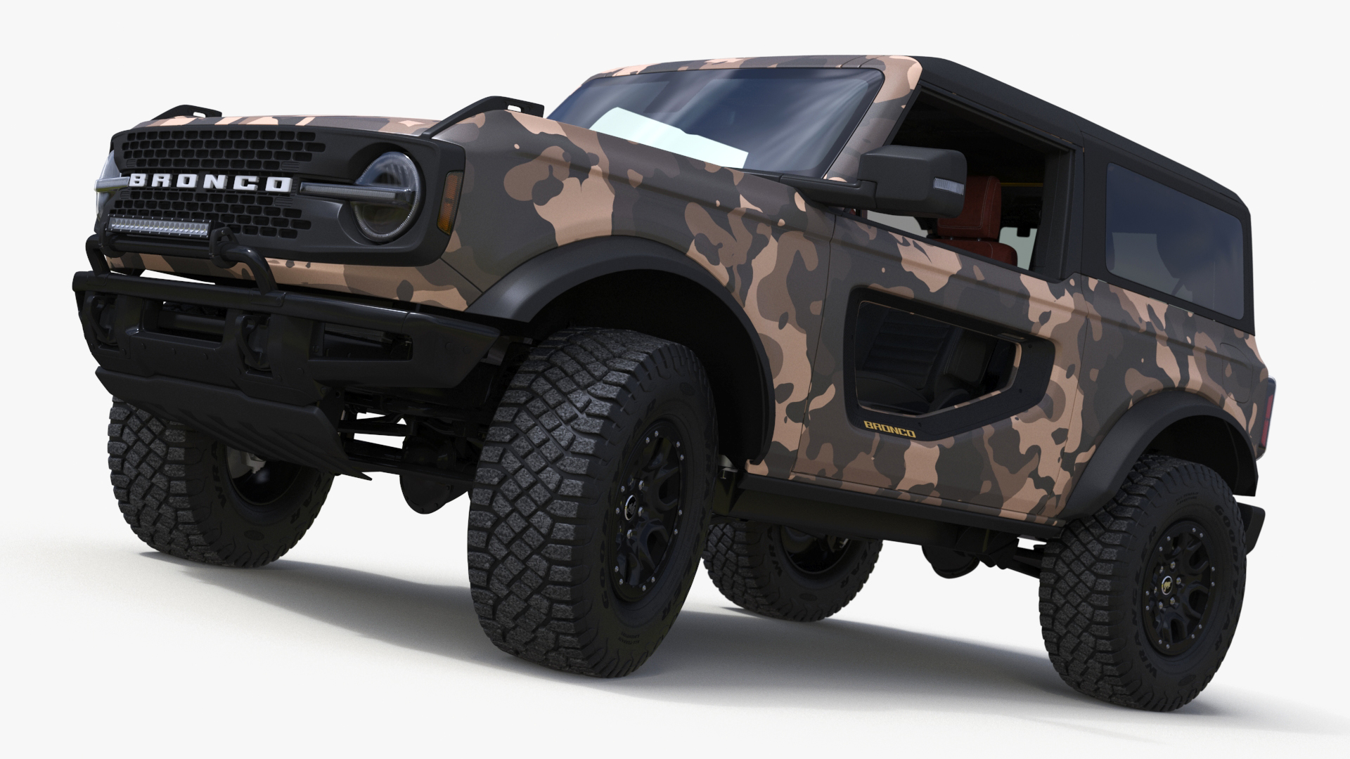 4X4 Ford Bronco Two Door Camouflage Rigged 3D