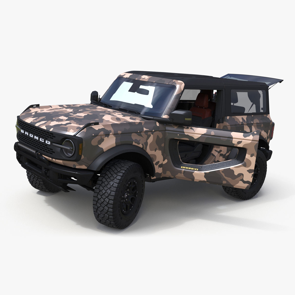 4X4 Ford Bronco Two Door Camouflage Rigged 3D