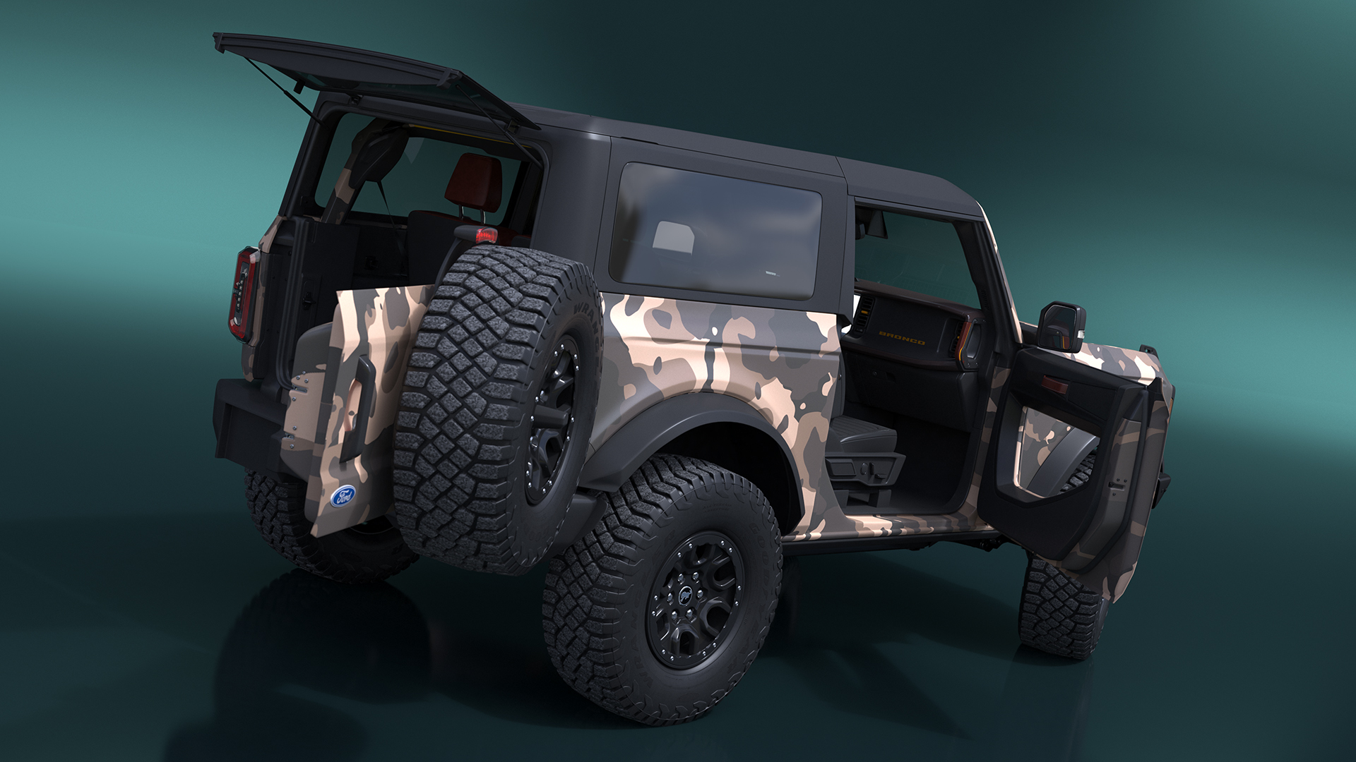 4X4 Ford Bronco Two Door Camouflage Rigged 3D