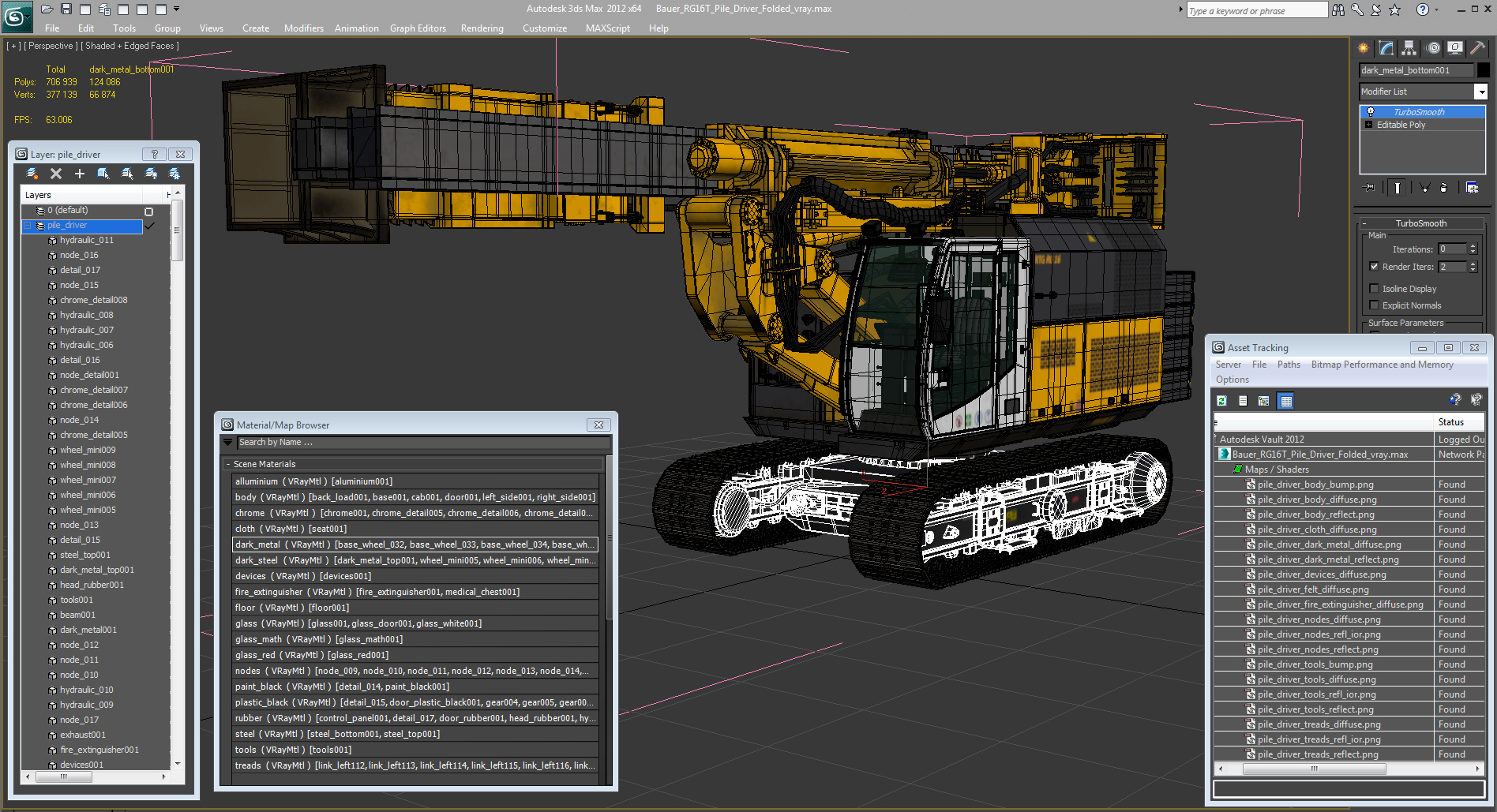 3D model Bauer RG16T Pile Driver Folded