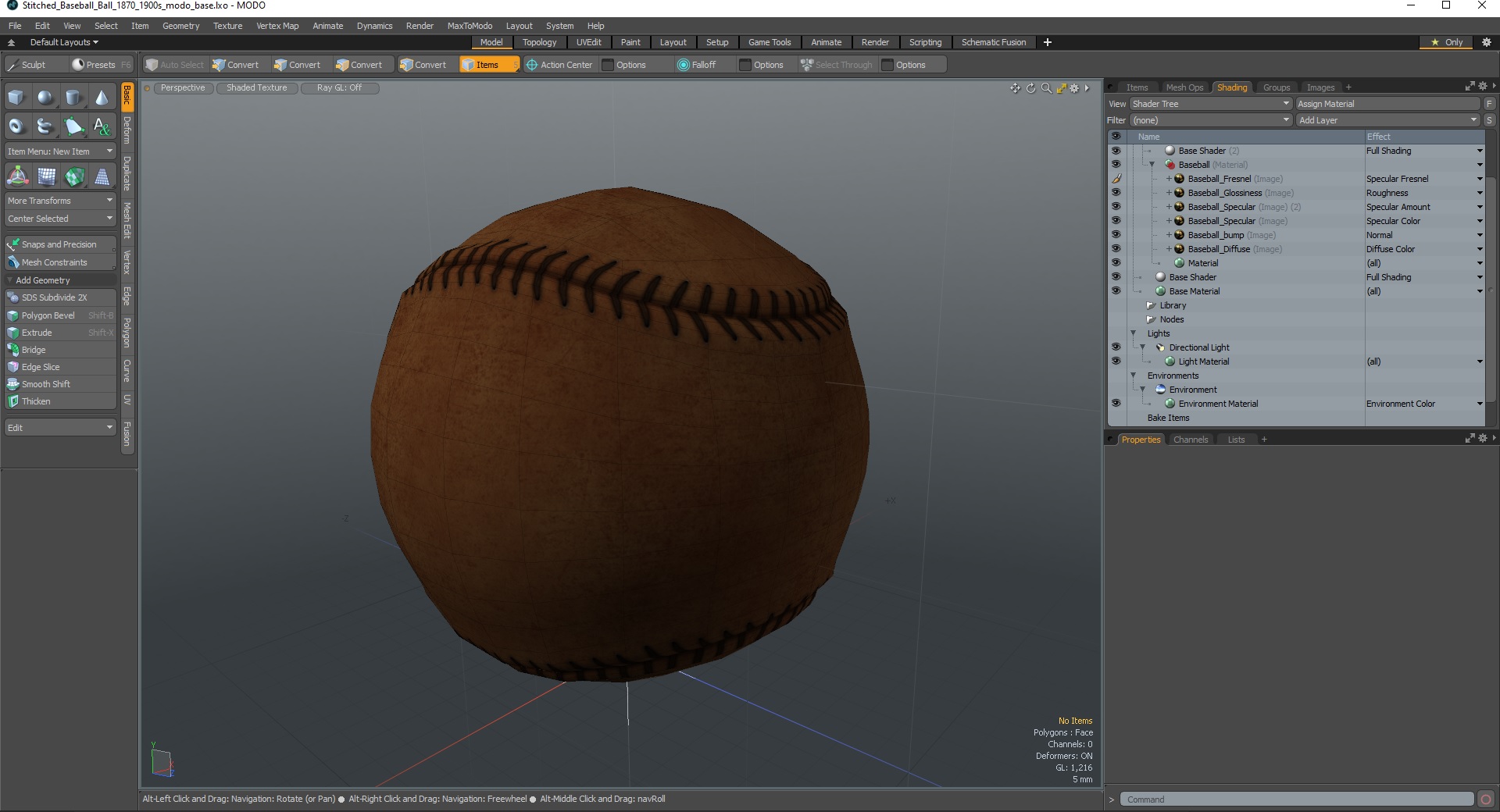 3D Stitched Baseball Ball 1870-1900s model