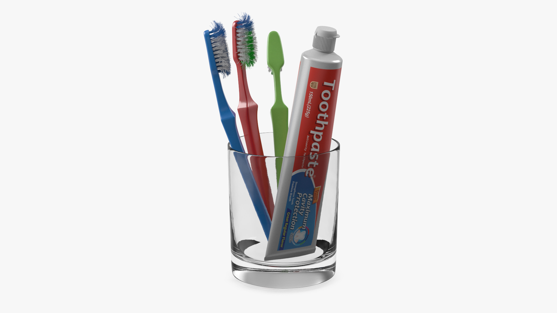 Toothbrushes in Glass with Toothpaste 3D