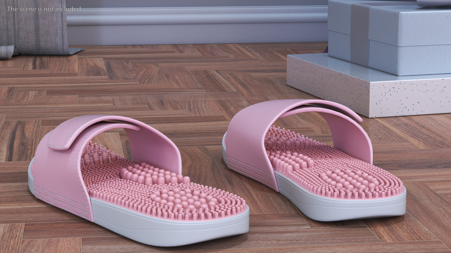 3D model Acupoint Massage Slippers Pink