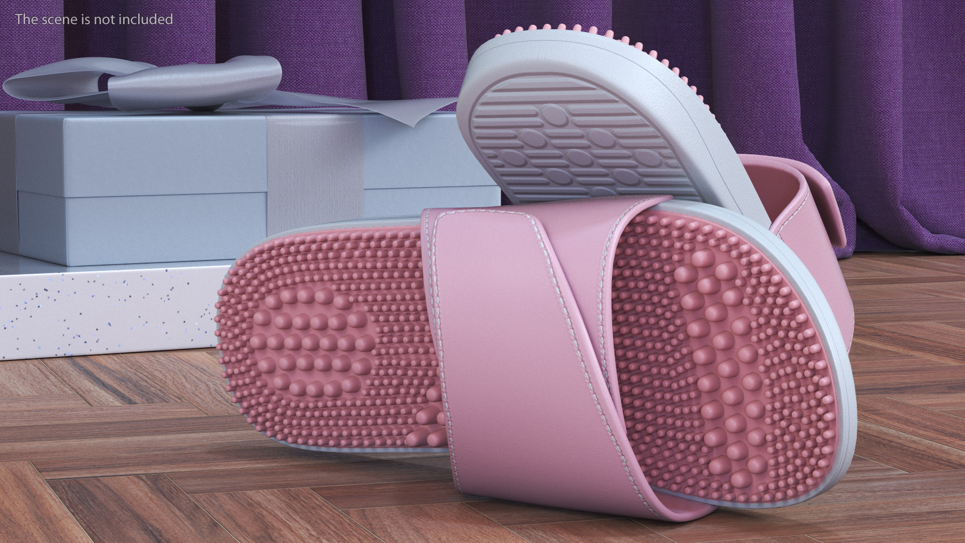 3D model Acupoint Massage Slippers Pink