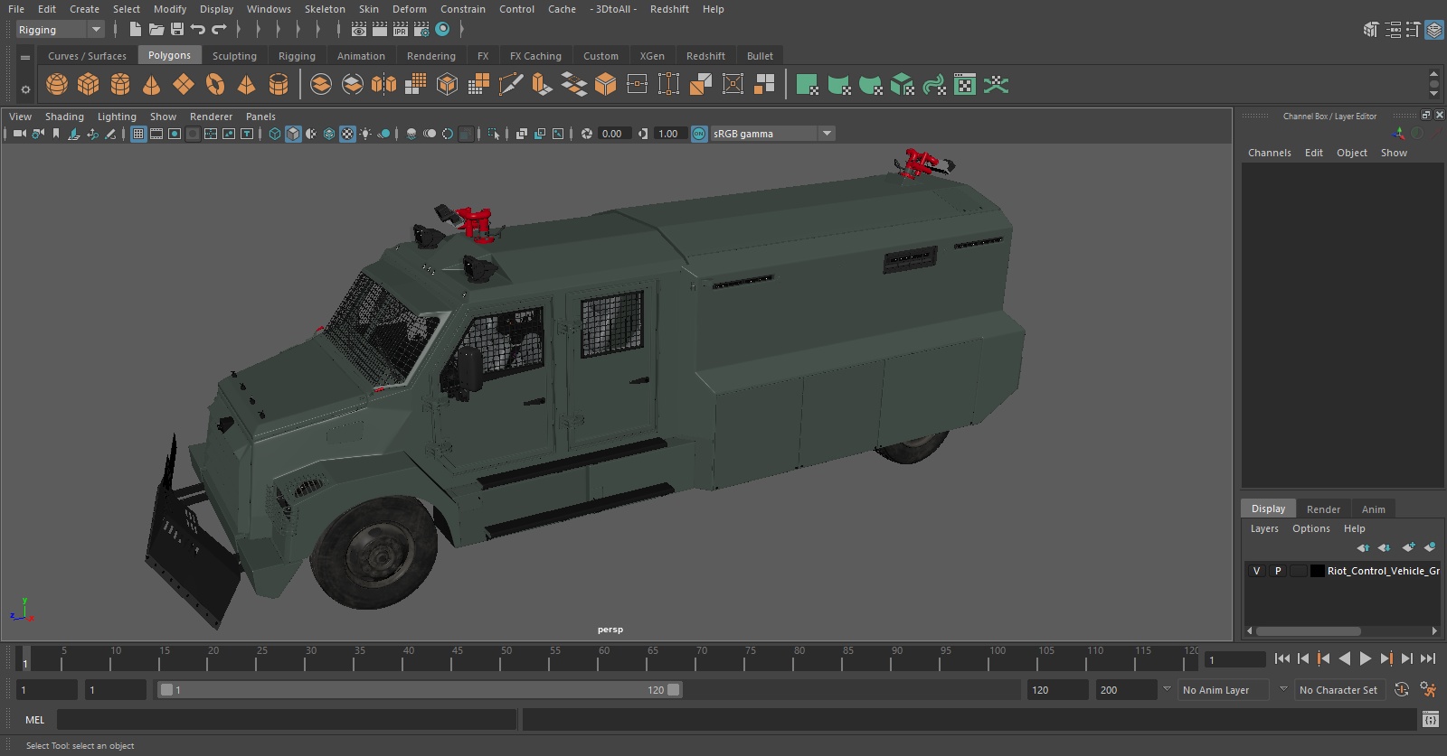 3D Riot Control Vehicle Green