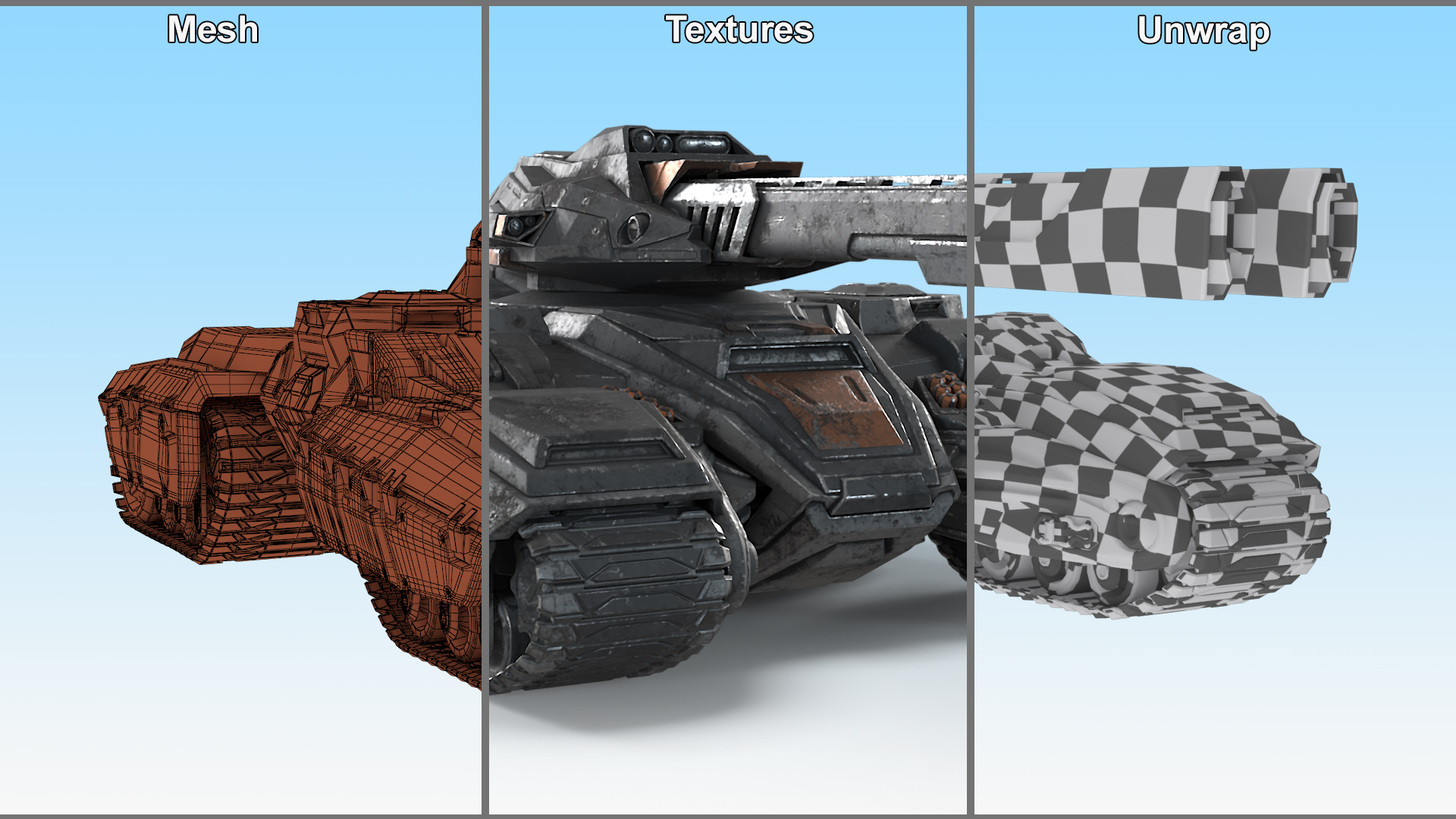 Fantastic Combat Tank with Damaged 3D model