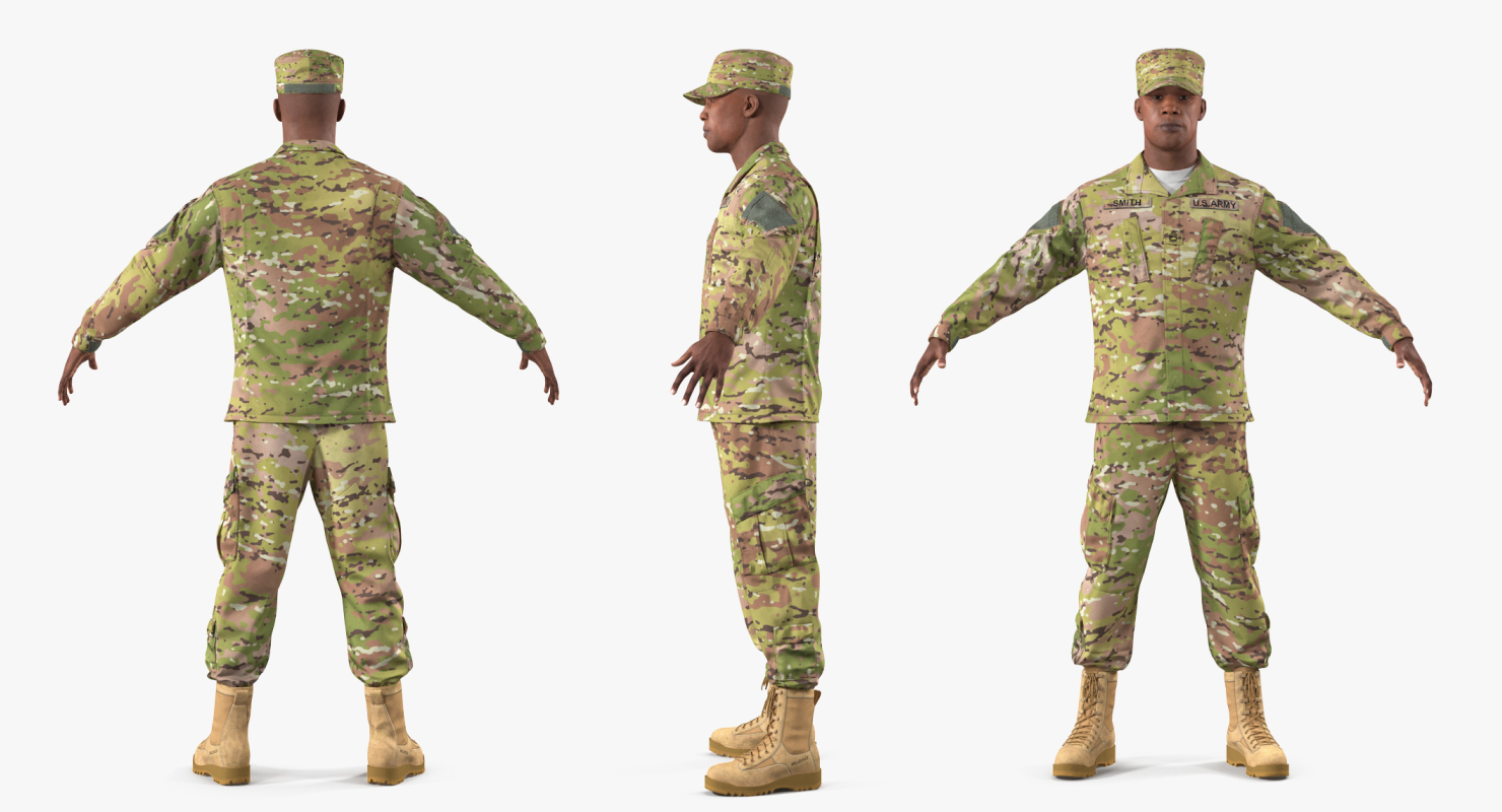 3D model US Army Soldier Camo Uniform T-Pose