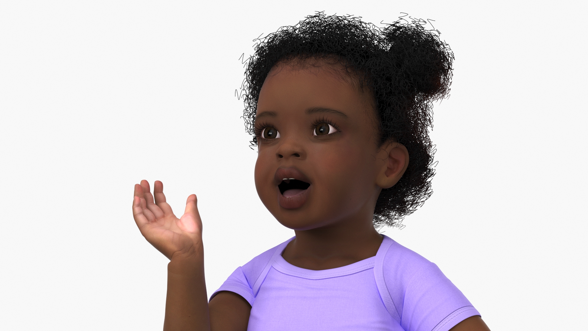 Little Girl Light Black Skin in Bodysuit Rigged 3D