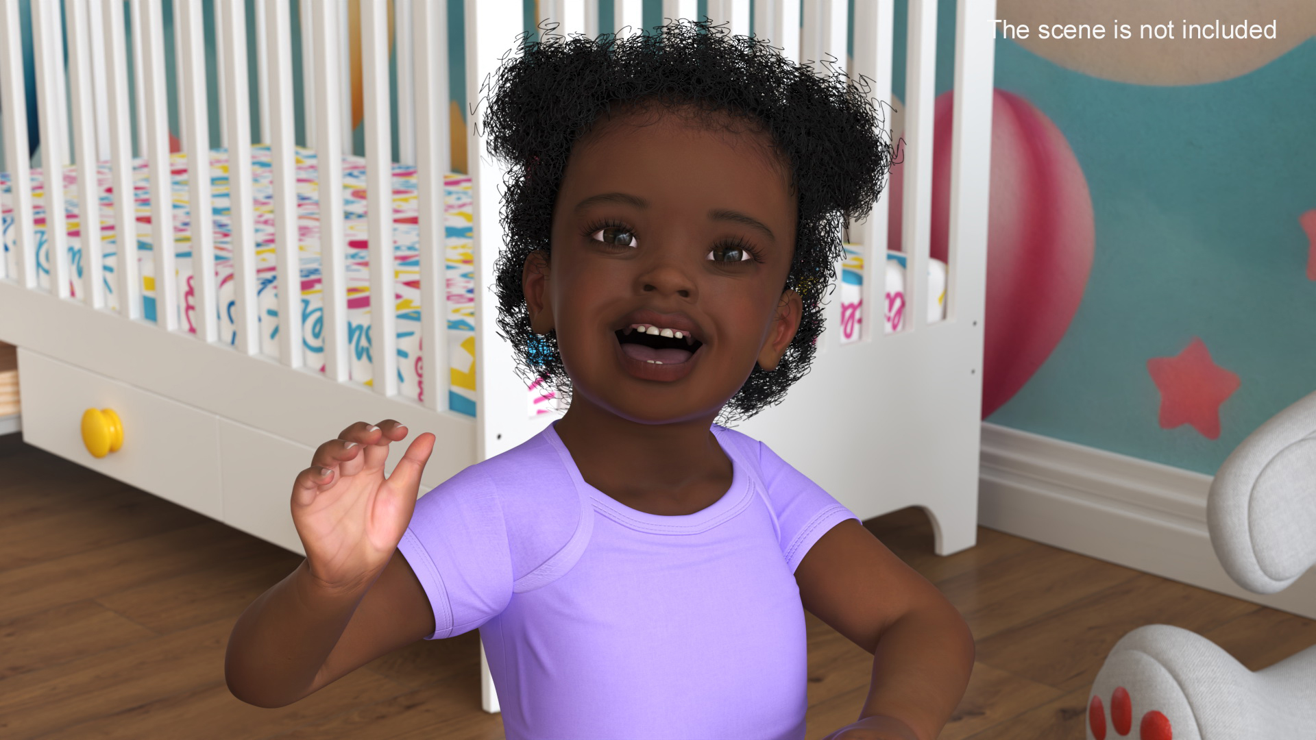 Little Girl Light Black Skin in Bodysuit Rigged 3D