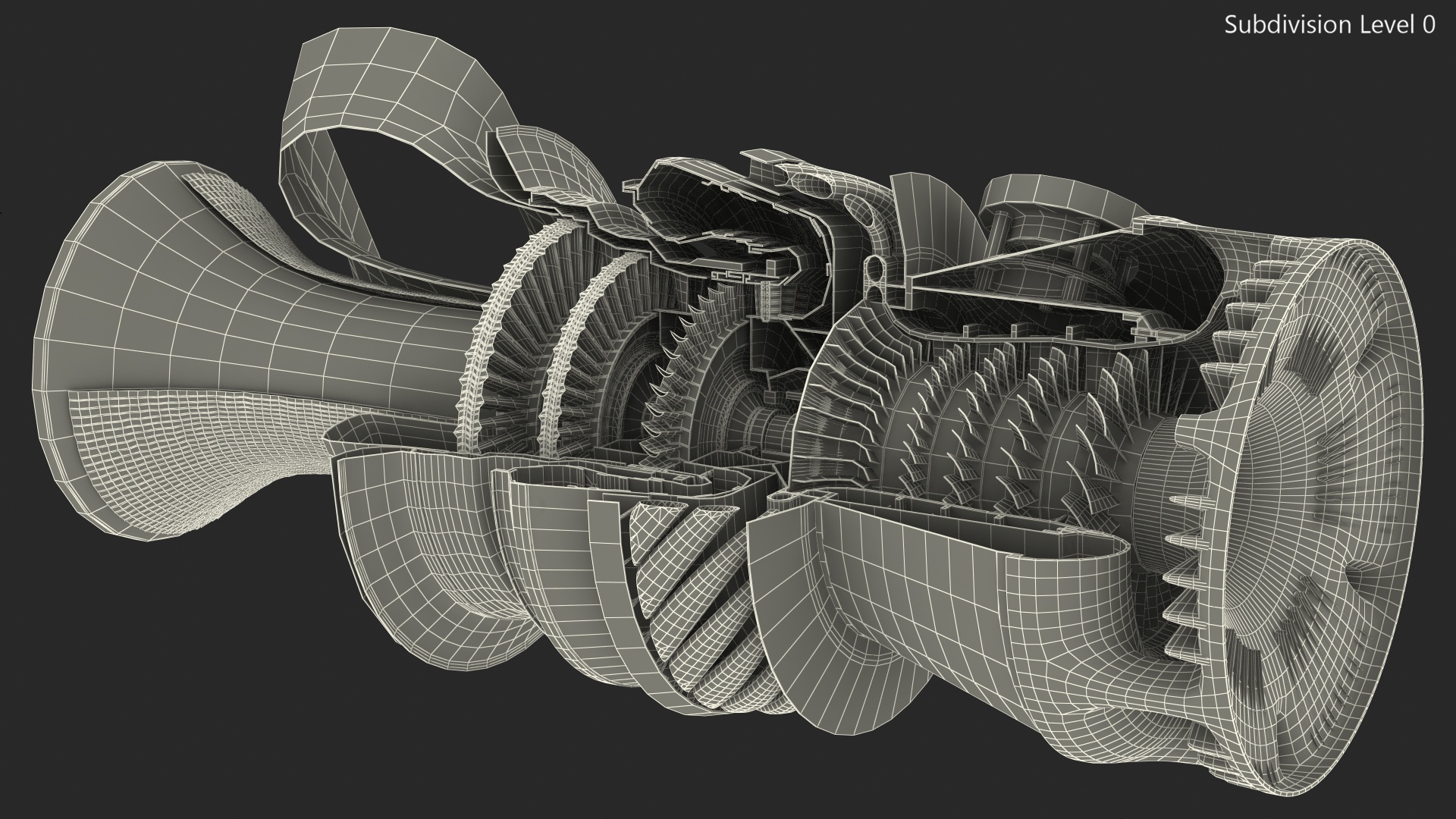 Jet Turboshaft Engine Slice 3D